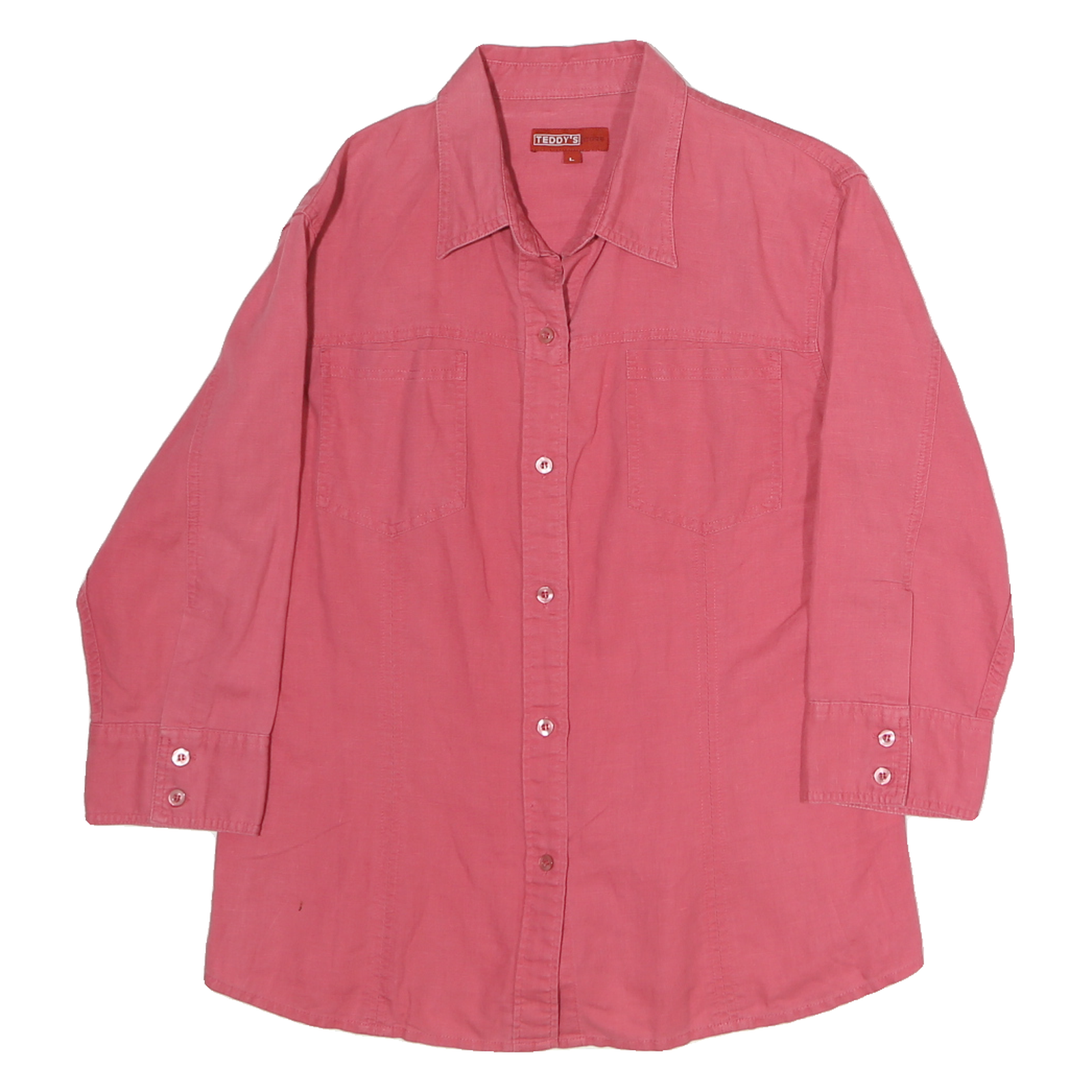 TEDDYS Womens Pink Cotton Shirt L Long Sleeve Button Front Casual Refurbished - N/A refurbished available on Cerqular