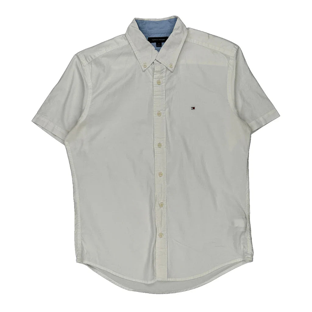 Buy Tommy Hilfiger Short Sleeve Shirt - Medium White Cotton Refurbished - $20.62 Tommy Hilfiger Short Sleeve Shirt - Medium White Cotton Refurbished - Thrifted (note: this is a term often used to describe second- refurbished available on Cerqular