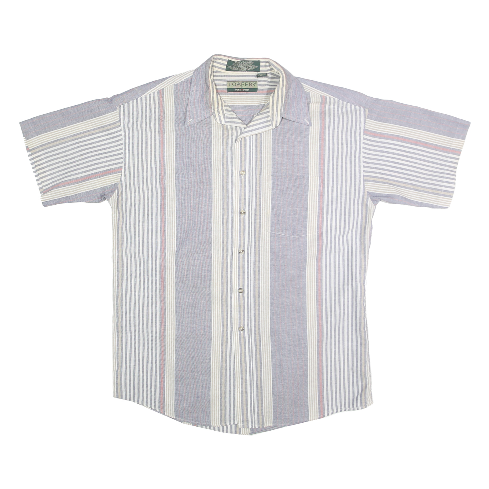 LOAFERS Mens Blue & White Stripe Cotton Blend Shirt L Casual Summer Short Sleeve Refurbished - N/A refurbished available on Cerqular