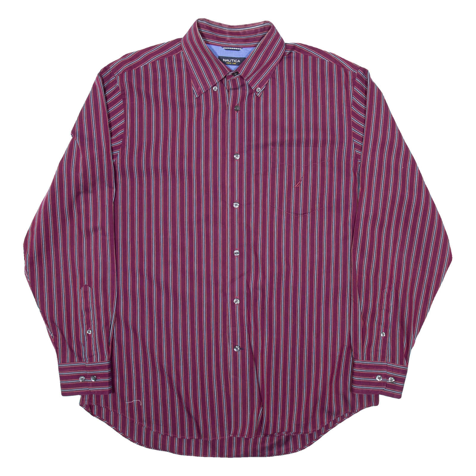 NAUTICA Mens Shirt Purple Pinstripe Long Sleeve L Refurbished - N/A refurbished available on Cerqular
