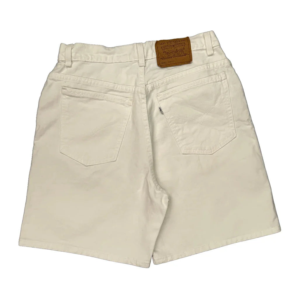 Levis Denim Shorts - 29W 10L White Cotton Refurbished - Thrifted (note: this is a term often used to describe second- refurbished available on Cerqular