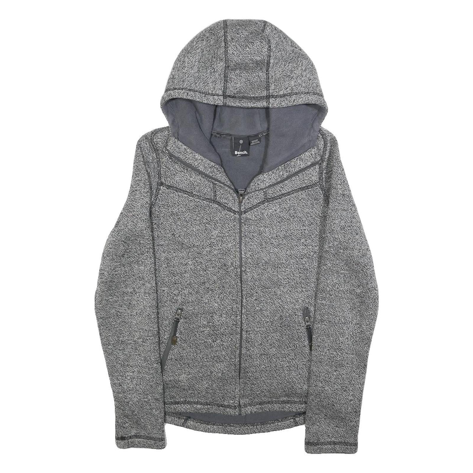 BENCH Womens Grey Hooded Zip Jacket S Polyester Blend Plain Lightweight Refurbished - N/A refurbished available on Cerqular
