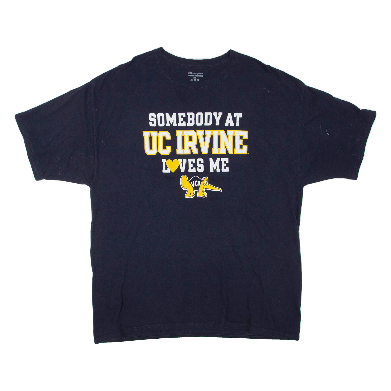 CHAMPION Somebody At UC Irvine Loves Me Mens T-Shirt Blue USA 2XL Refurbished - N/A refurbished available on Cerqular