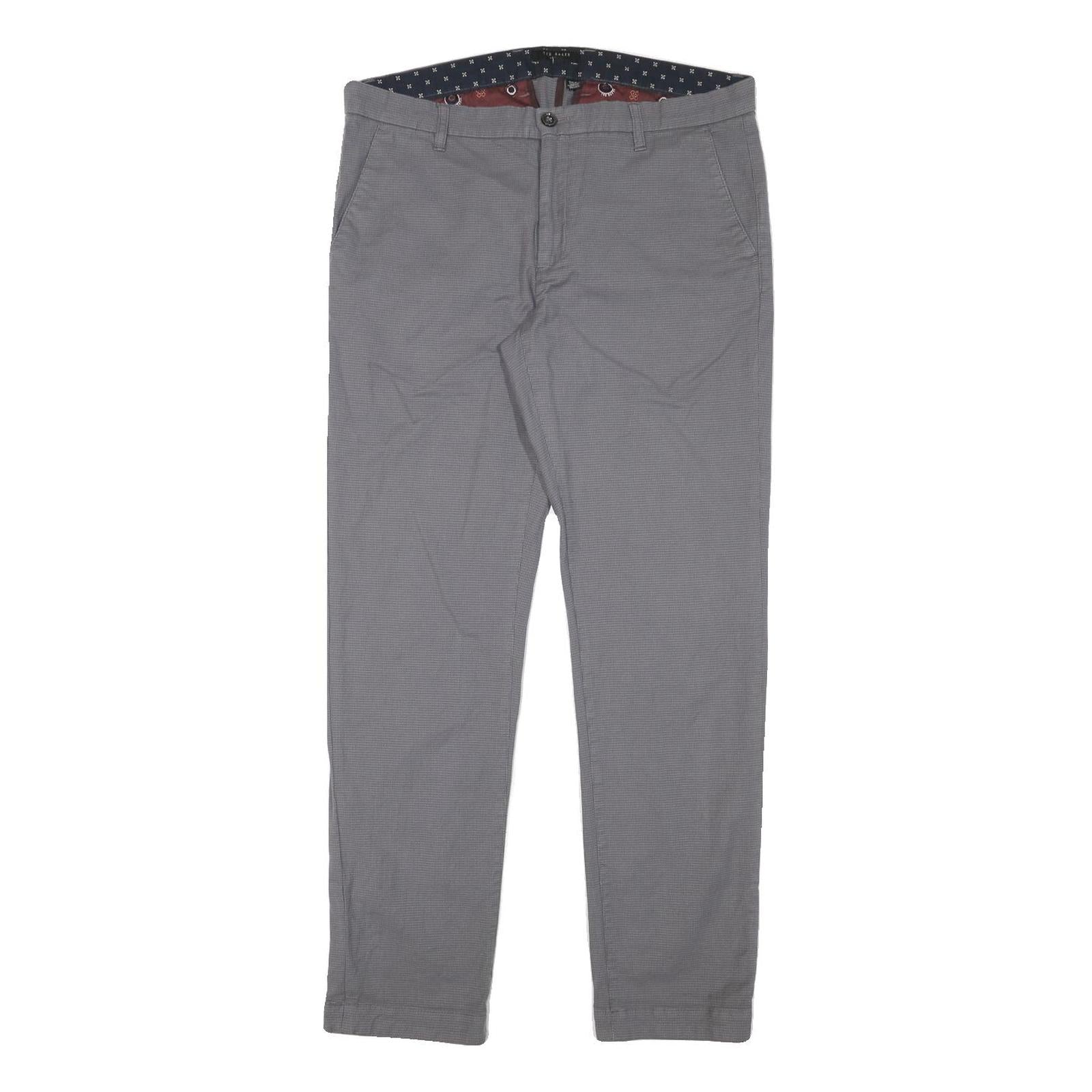 TED BAKER Mens Cotton Blend Grey Slim Straight Trousers W34 L30 Smart Casual Refurbished - N/A refurbished available on Cerqular
