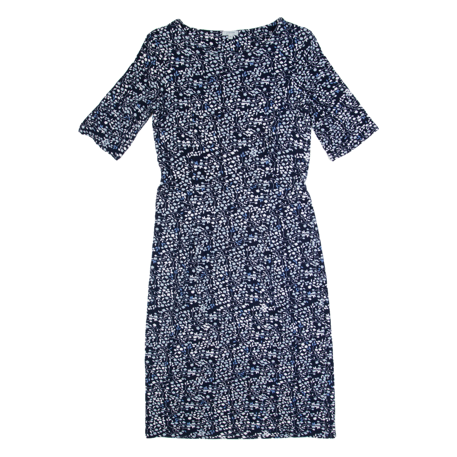 JIGSAW Womens Pencil Dress Blue Spotted Short Sleeve Midi XS Refurbished - N/A refurbished available on Cerqular