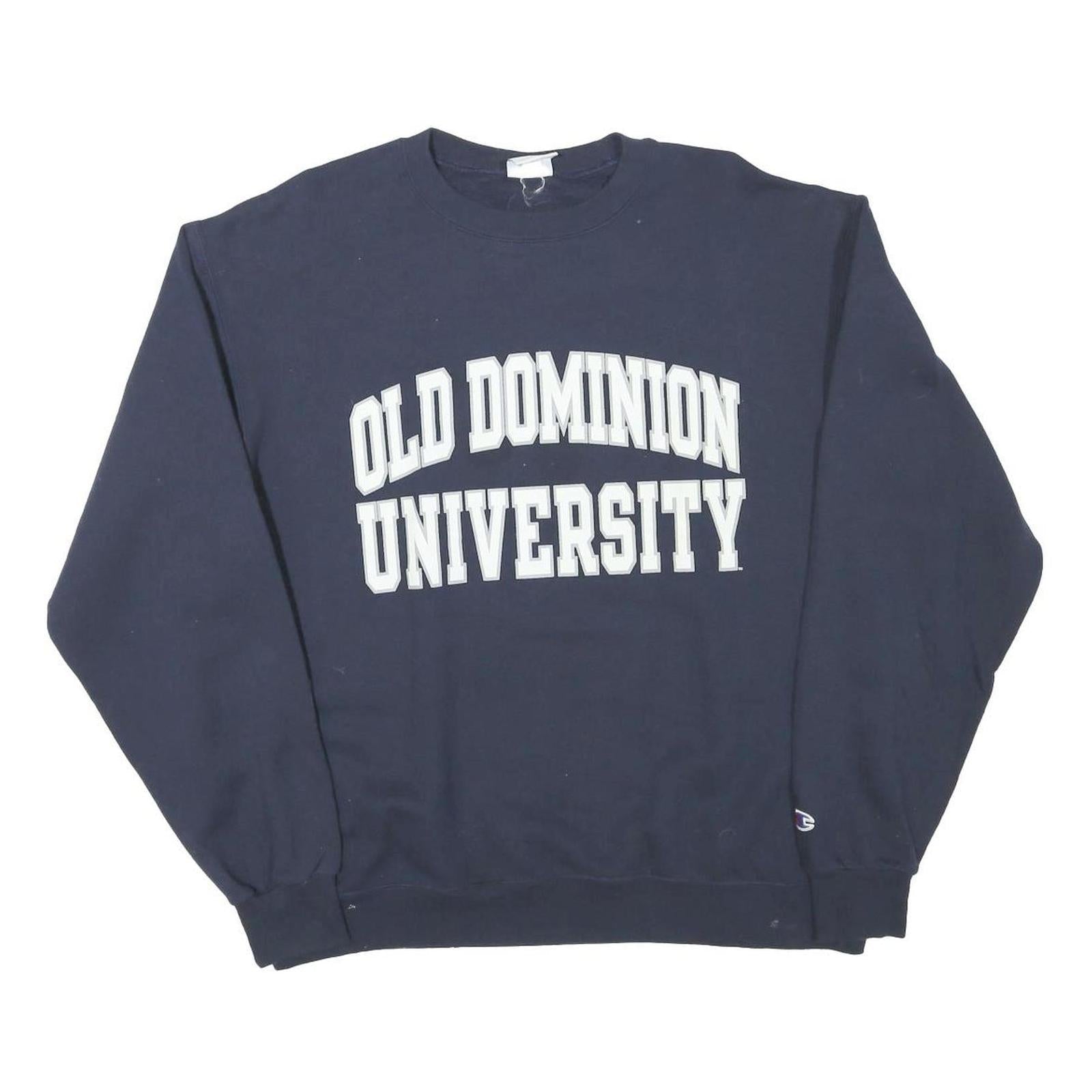 CHAMPION Mens Navy Blue Old Dominion University Crew Neck L Sweatshirt Refurbished - N/A refurbished available on Cerqular