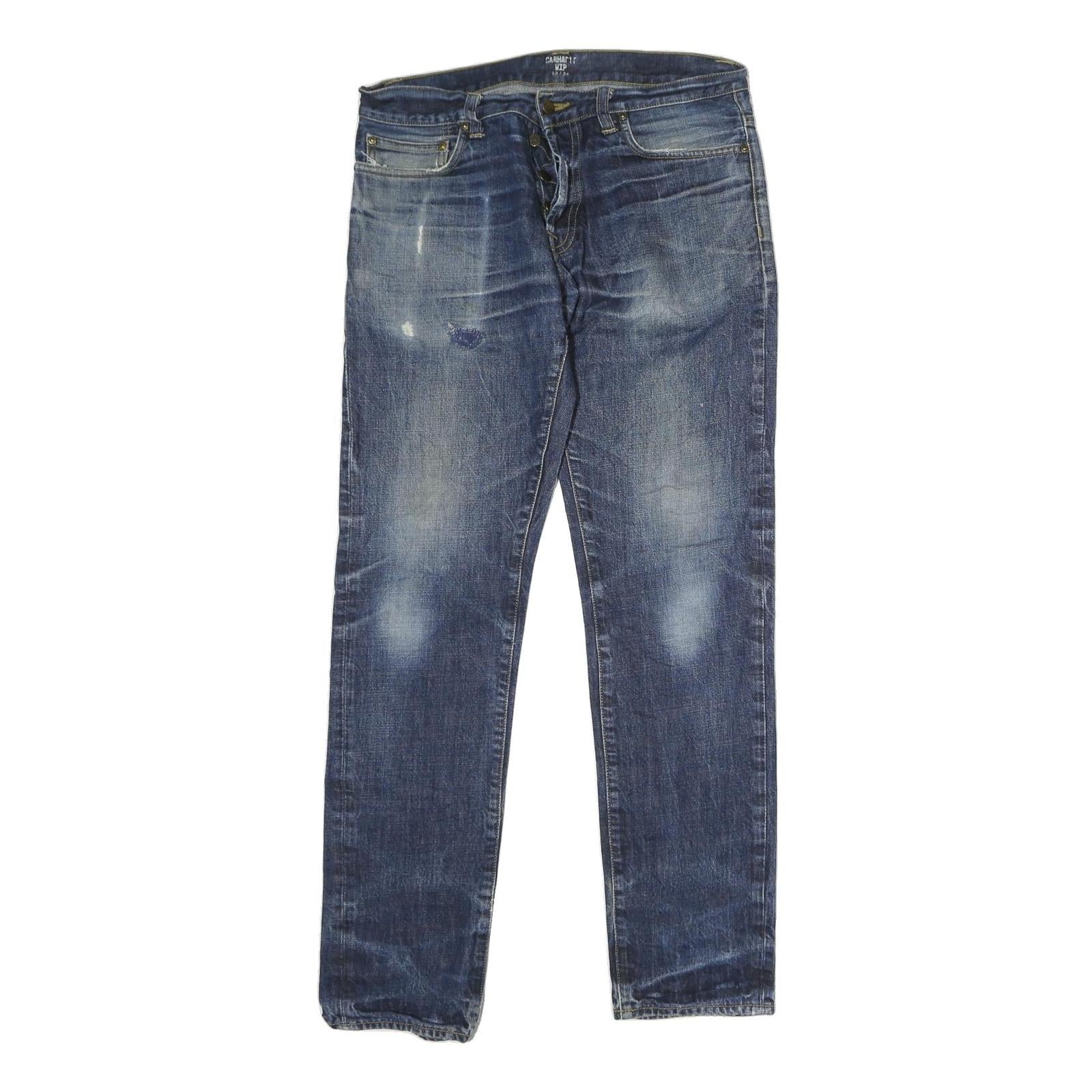 CARHARTT WIP Mens Jeans Blue Slim Straight Denim Medium W34 L30 Casual Wear Refurbished - N/A refurbished available on Cerqular