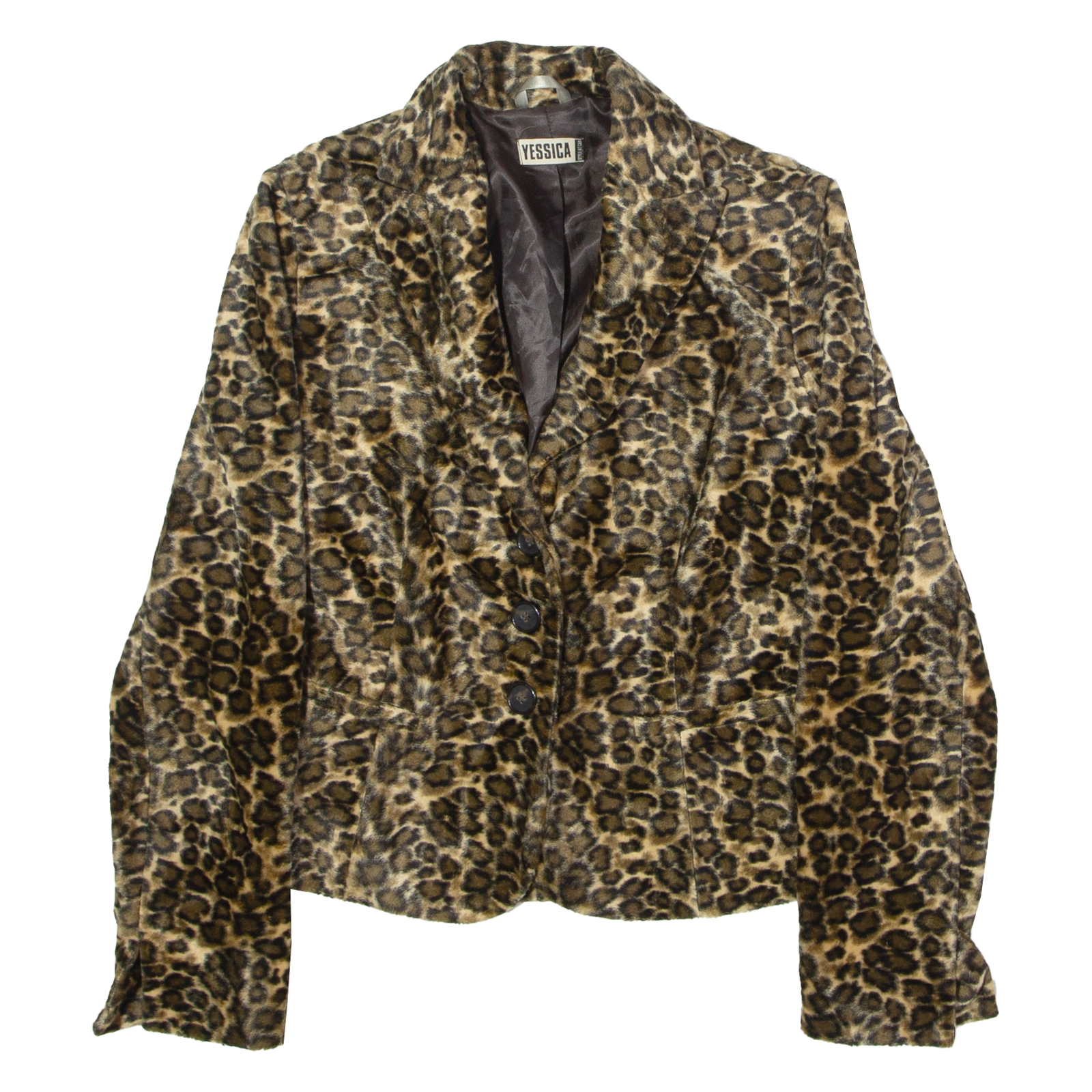 YESSICA Faux Fur Womens Blazer Jacket Brown 90s UK 10 Refurbished - N/A refurbished available on Cerqular