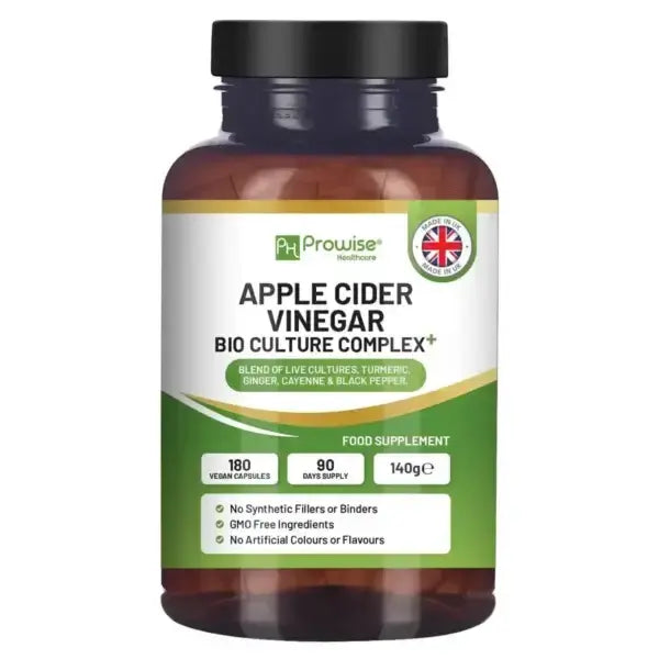 Apple Cider Vinegar Capsules with Probiotics - Bio Cultures Complex 1300mg I 180 Capsules added with Turmeric, Inulin, Ginger, Cayenne Pepper, and Black Pepper Refurbished - Prowise Healthcare refurbished available on Cerqular