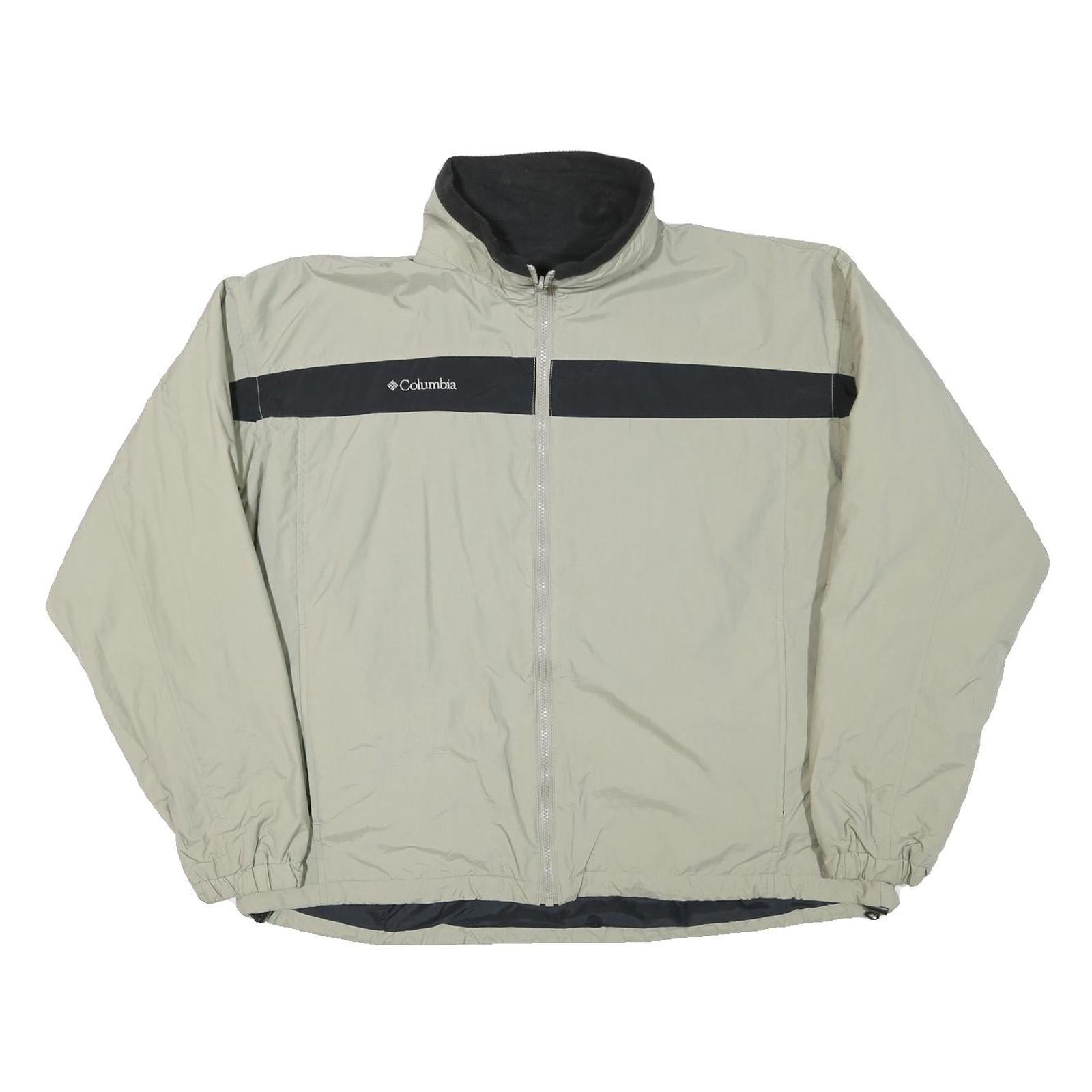 COLUMBIA Mens Beige & Black Outdoor Jacket L Polyester Blend Zip Plain Refurbished - N/A refurbished available on Cerqular