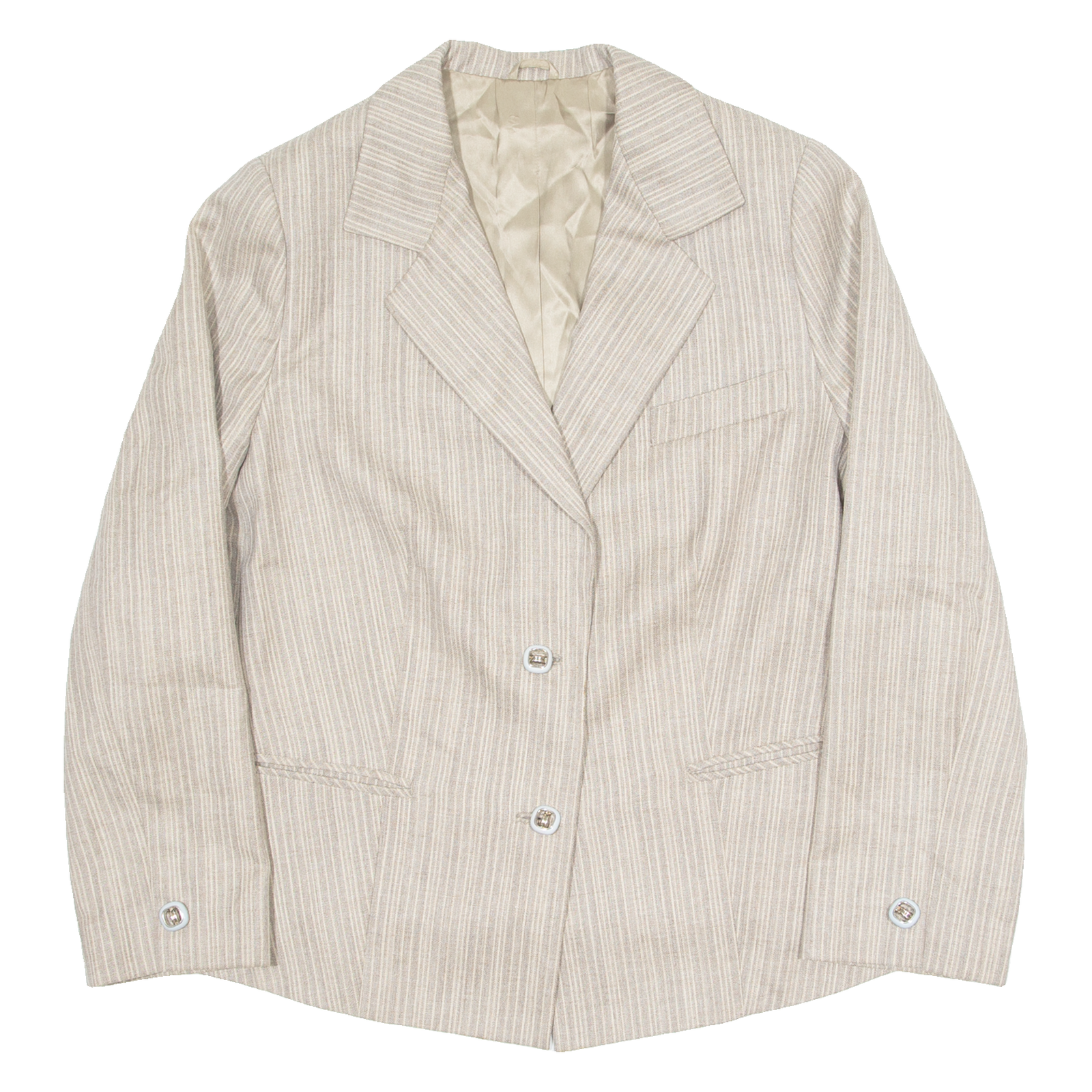 Womens Blazer Jacket Grey 90s Striped L Refurbished - N/A refurbished available on Cerqular