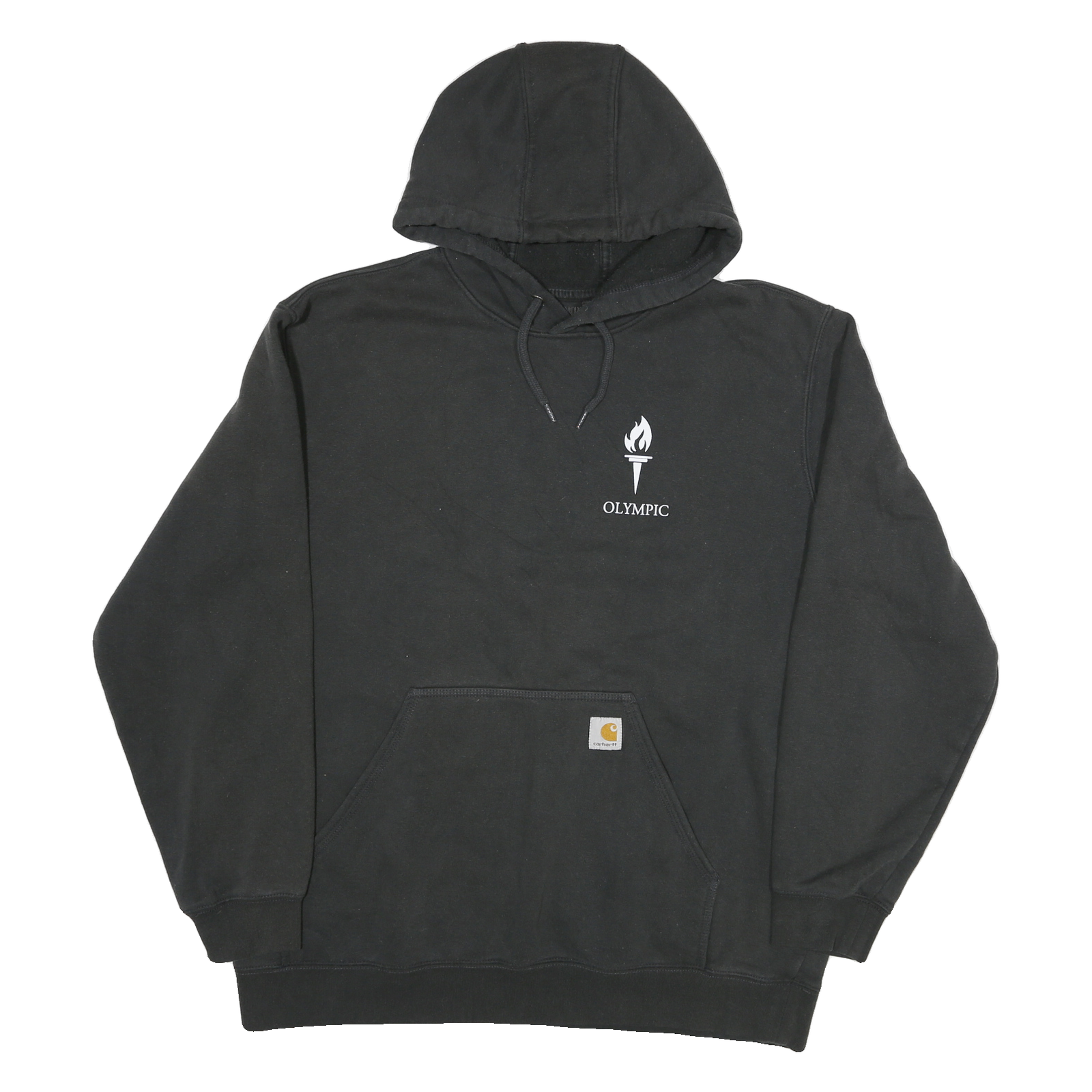 CARHARTT Mens Black Hoodie XL Olympic Torch Graphic Cotton Blend Pullover Refurbished - N/A refurbished available on Cerqular