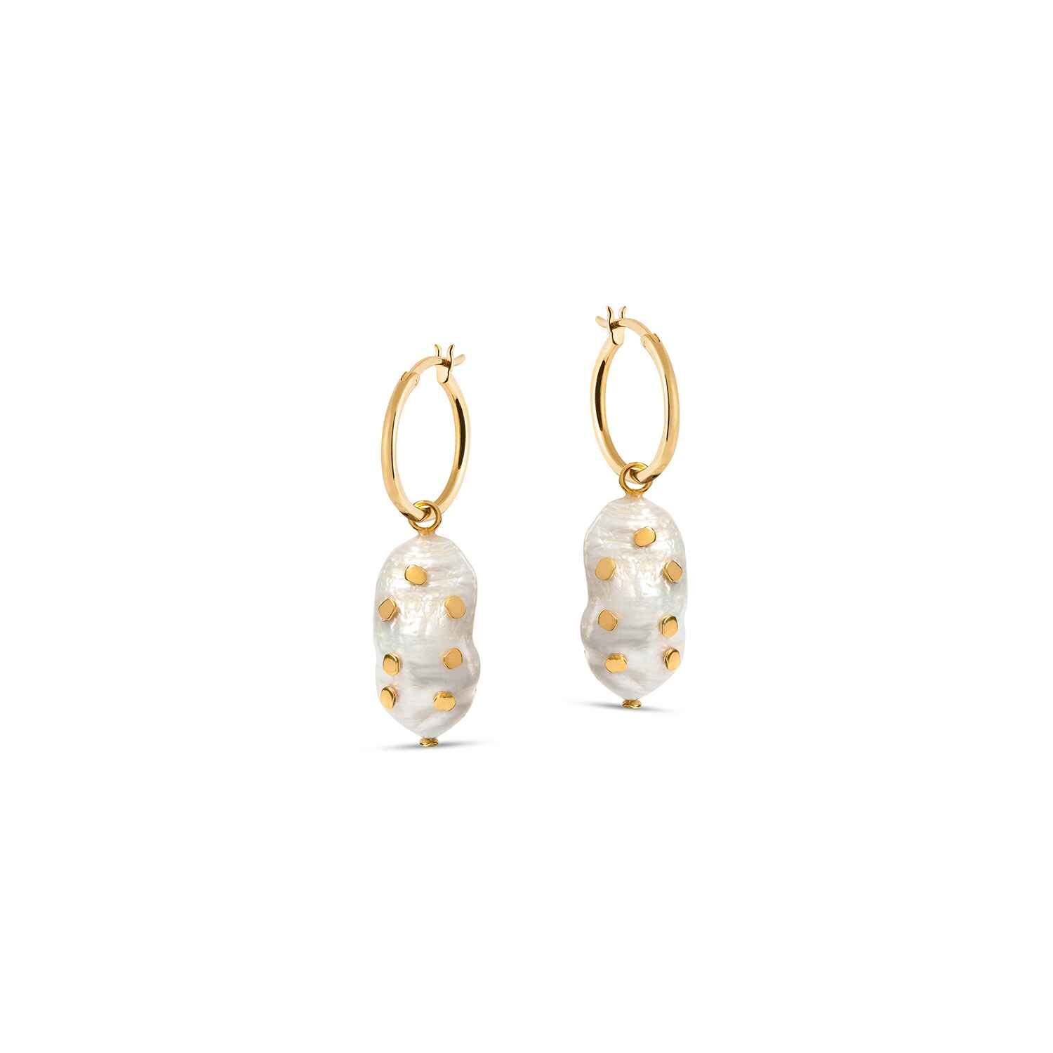 Venus Gold Hoop Earrings With large Keshi Pearl And Barnacles | Size: Small Refurbished - Amadeus (This could refer to multiple things, such as the 1 refurbished available on Cerqular