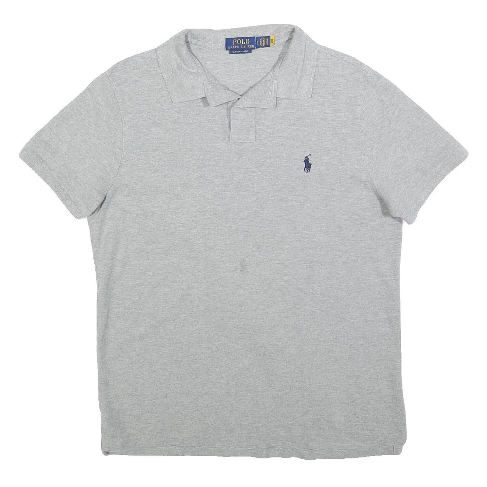 POLO RALPH LAUREN Mens Grey Short Sleeve Plain L Cotton Blend Polo Shirt Refurbished - N/A refurbished available on Cerqular