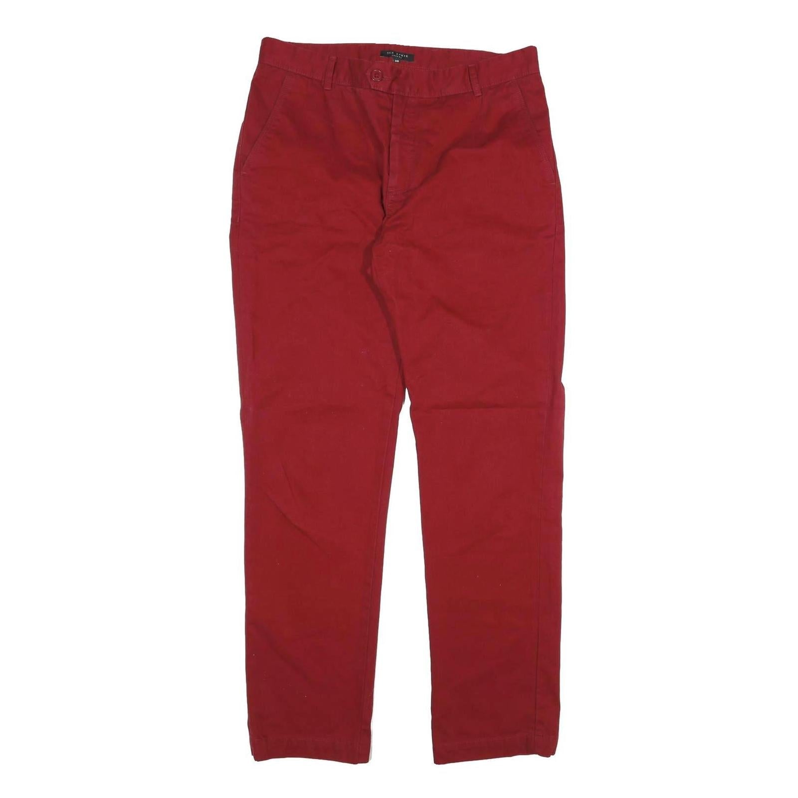 TED BAKER Mens Cotton Red Regular Straight Trousers W34 L33 Stylish Comfortable Refurbished - N/A refurbished available on Cerqular