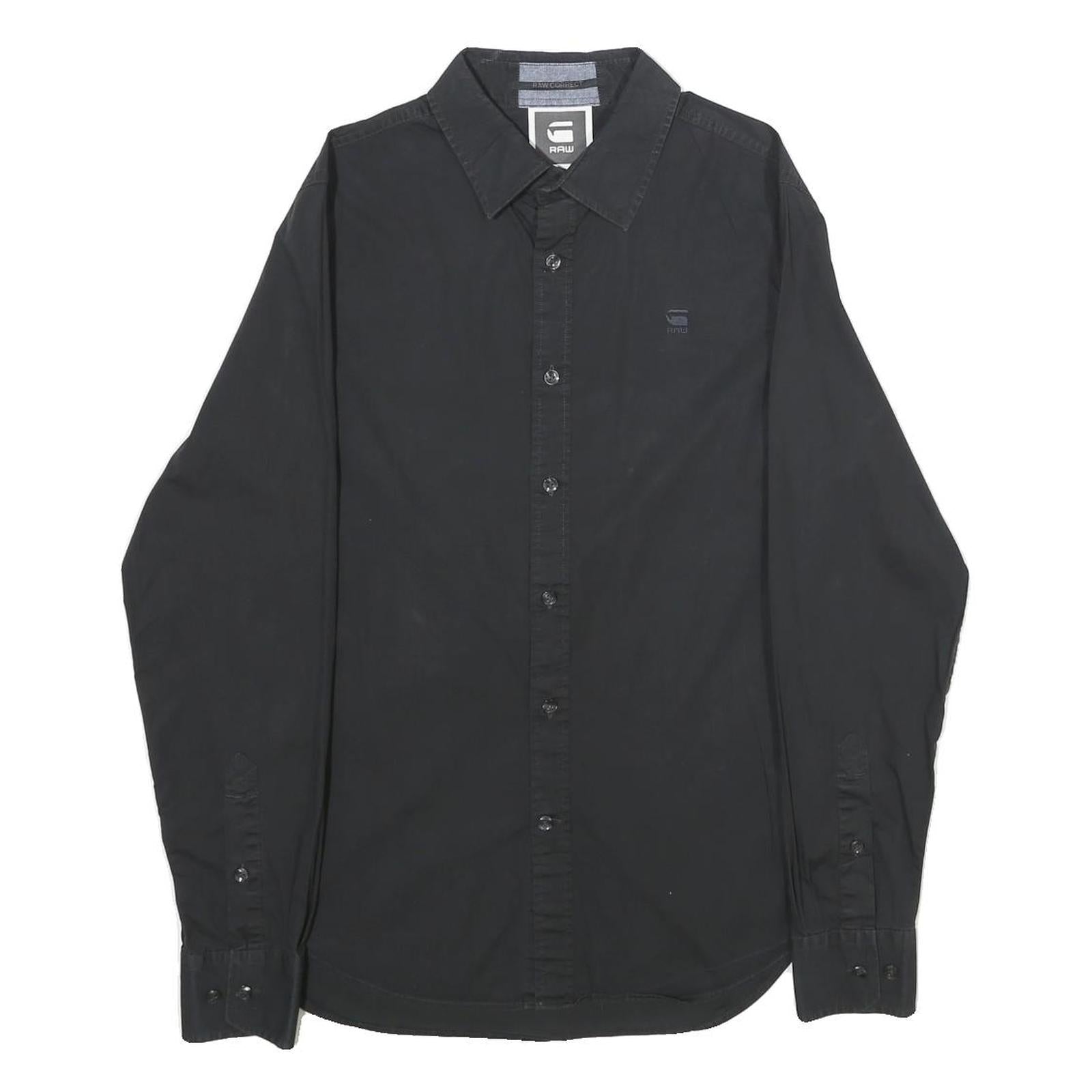 G-STAR Mens Black Shirt L Cotton Blend Button Down Casual Classic Refurbished - N/A refurbished available on Cerqular