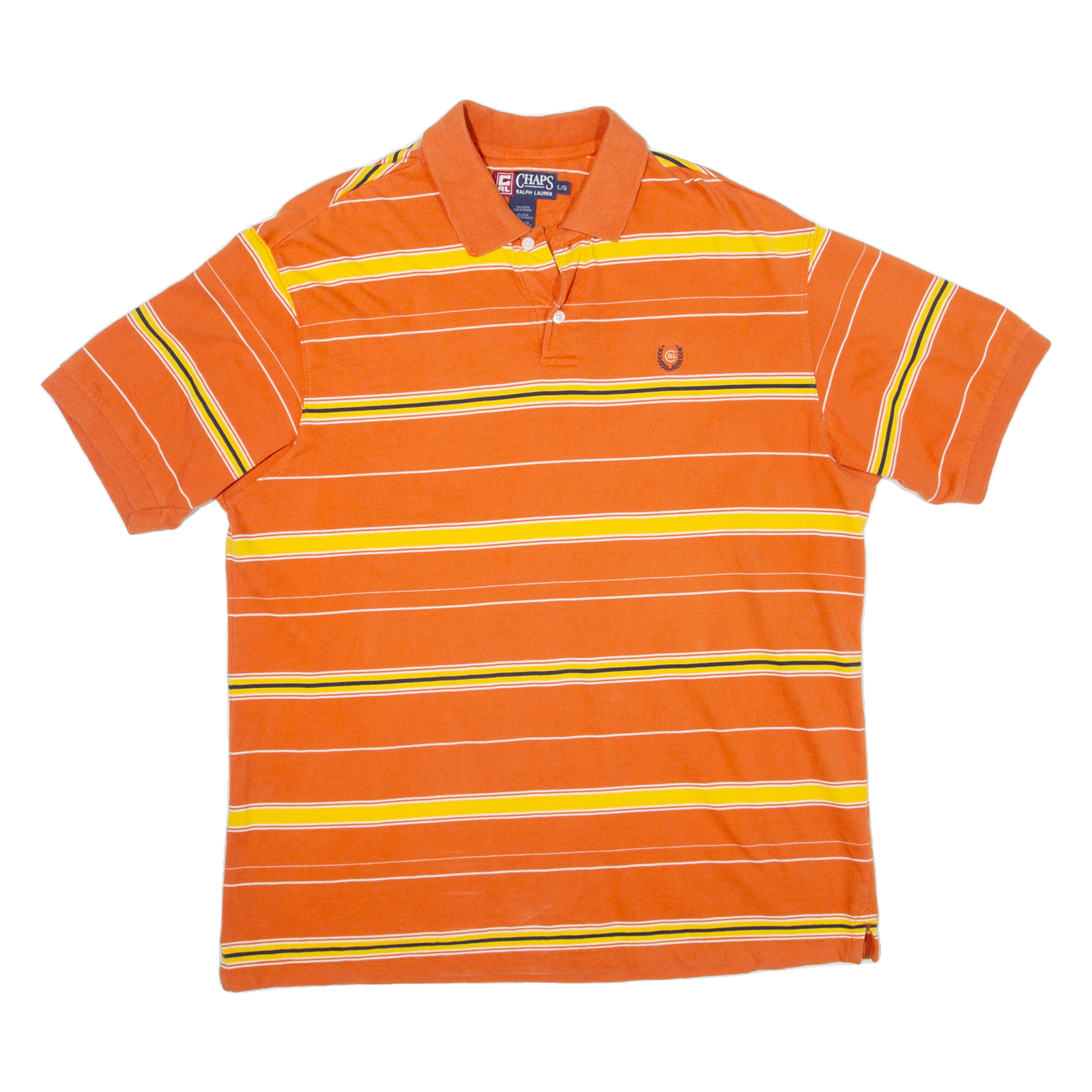 CHAPS RALPH LAUREN Mens Polo Shirt Orange Striped L Refurbished - N/A refurbished available on Cerqular