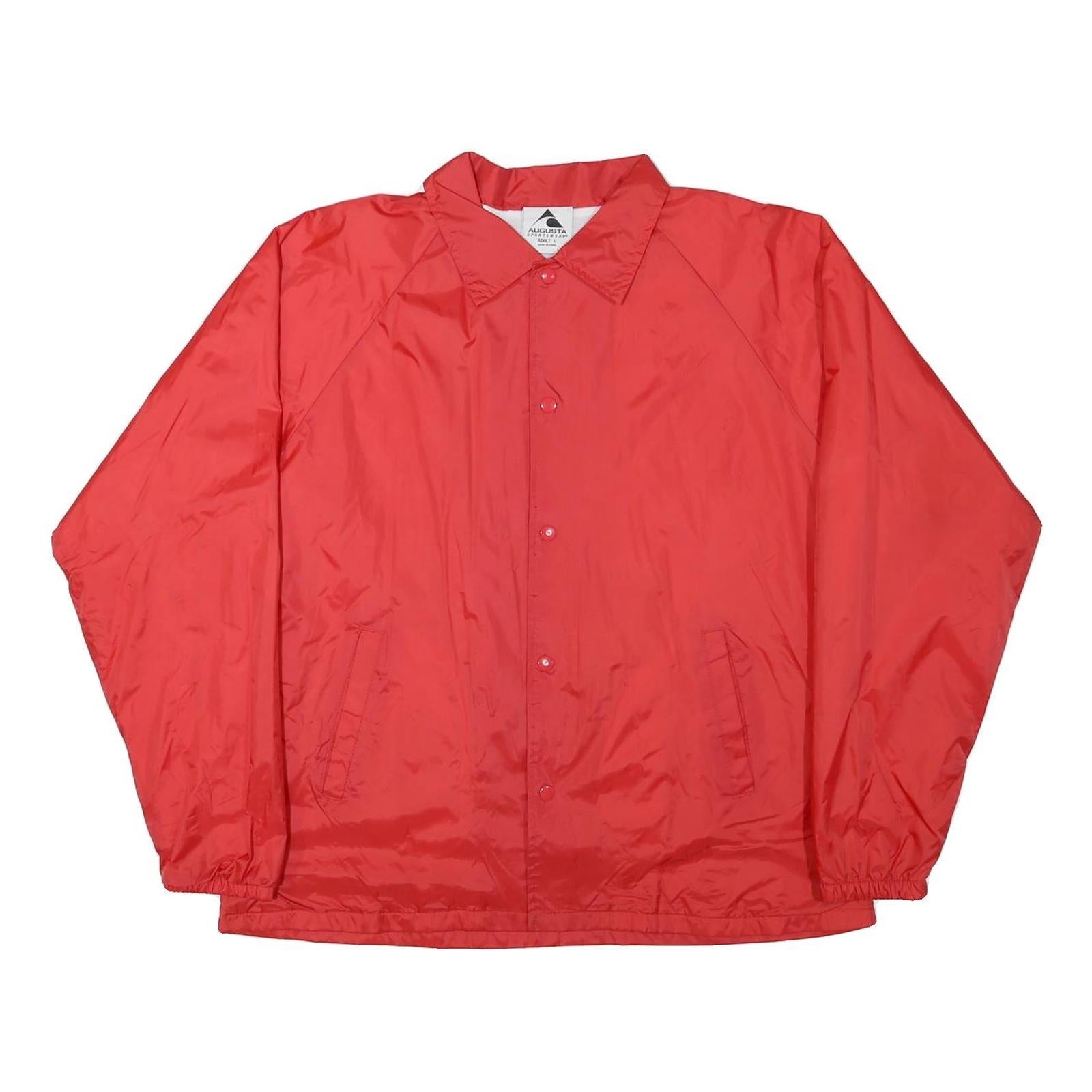 AUGUSTA Mens Red Polyester Blend Coach Jacket L Lifeguard Print Button Closure Refurbished - N/A refurbished available on Cerqular
