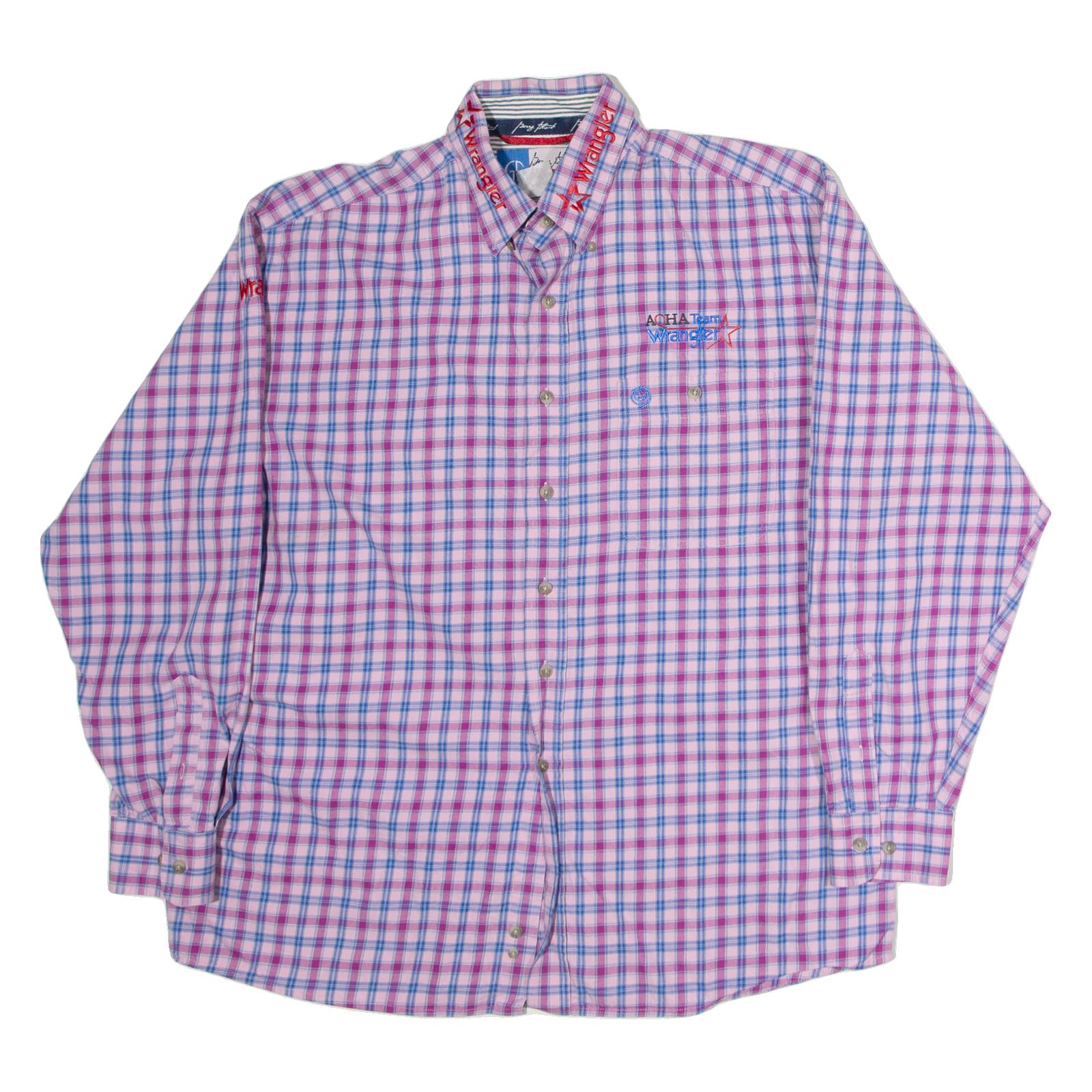 WRANGLER Mens Shirt Pink Check Long Sleeve M Refurbished - N/A refurbished available on Cerqular