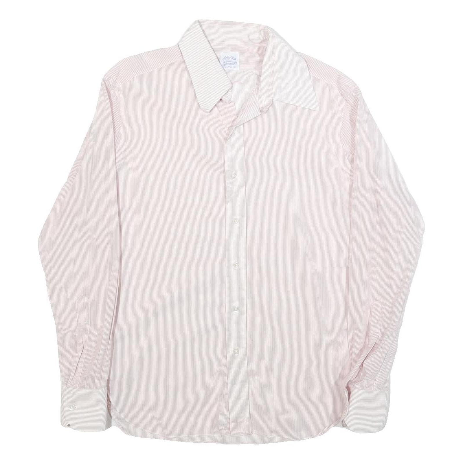 ARTHUR SLUCK Mens Pink & White Striped Shirt M Cotton Blend Classic Style Refurbished - N/A refurbished available on Cerqular