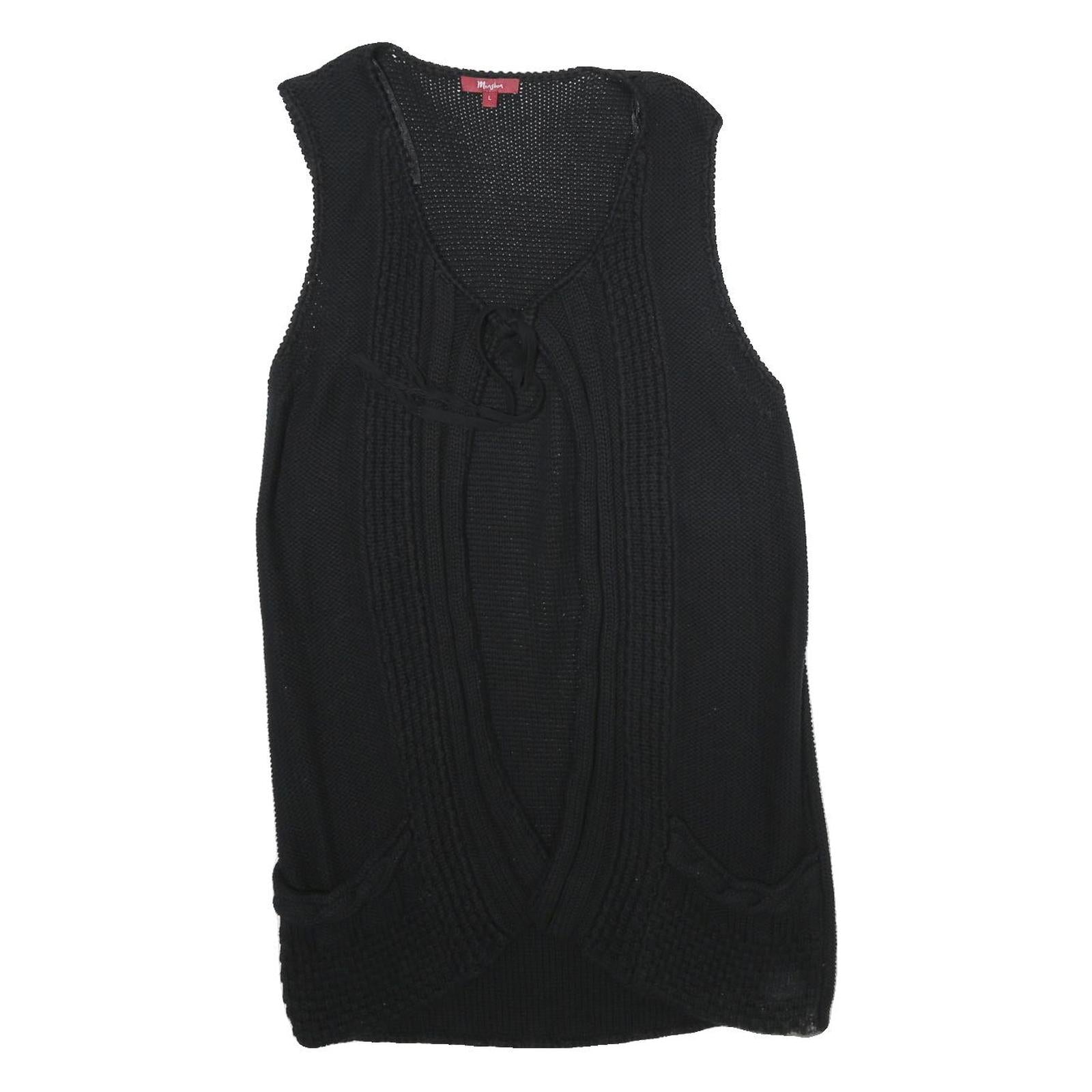 MONSOON Womens Black Plain Cotton Sleeveless Jumper L Knitwear Refurbished - N/A refurbished available on Cerqular