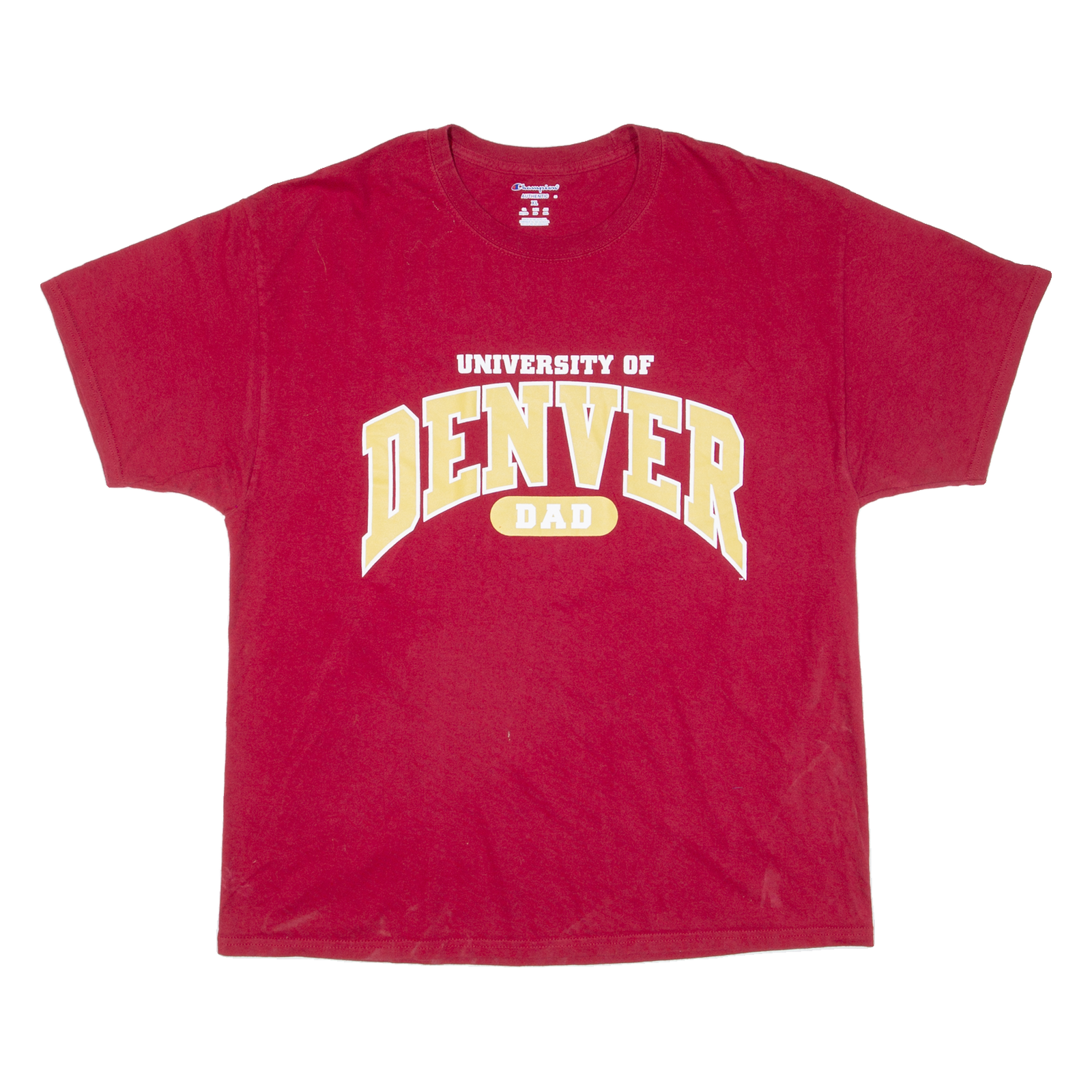 Buy CHAMPION University Of Denver Dad Mens T-Shirt Red USA XL Refurbished - $15.59 CHAMPION University Of Denver Dad Mens T-Shirt Red USA XL Refurbished - N/A refurbished available on Cerqular