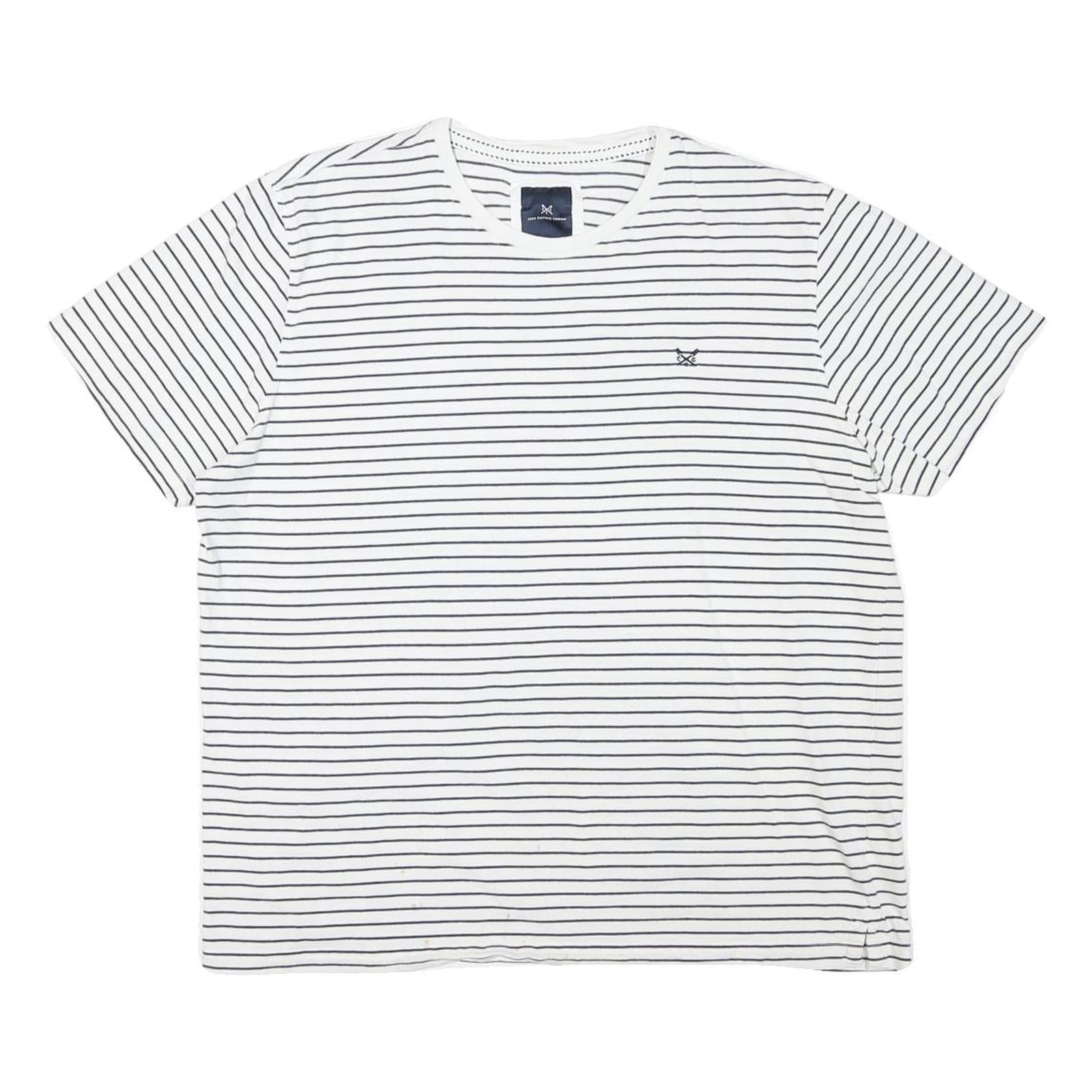 CREW CLOTHING Mens White & Black Striped T-Shirt XL Short Sleeve Crew Neck Refurbished - N/A refurbished available on Cerqular