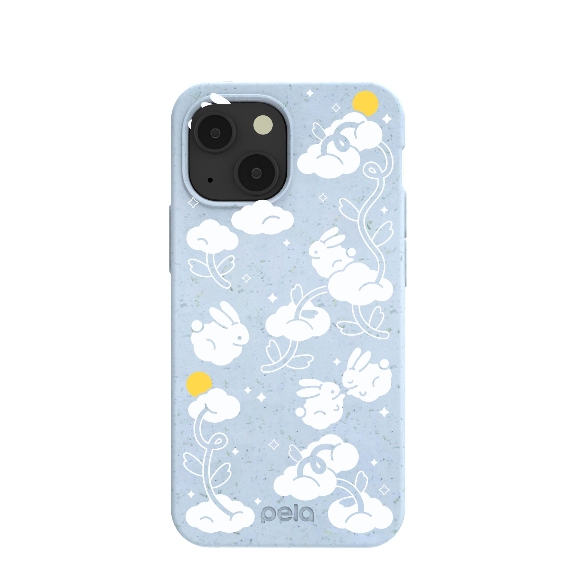 Powder Blue Fluffy Flower iPhone 13 Mini Case Refurbished - Pela Case refurbished available on Cerqular