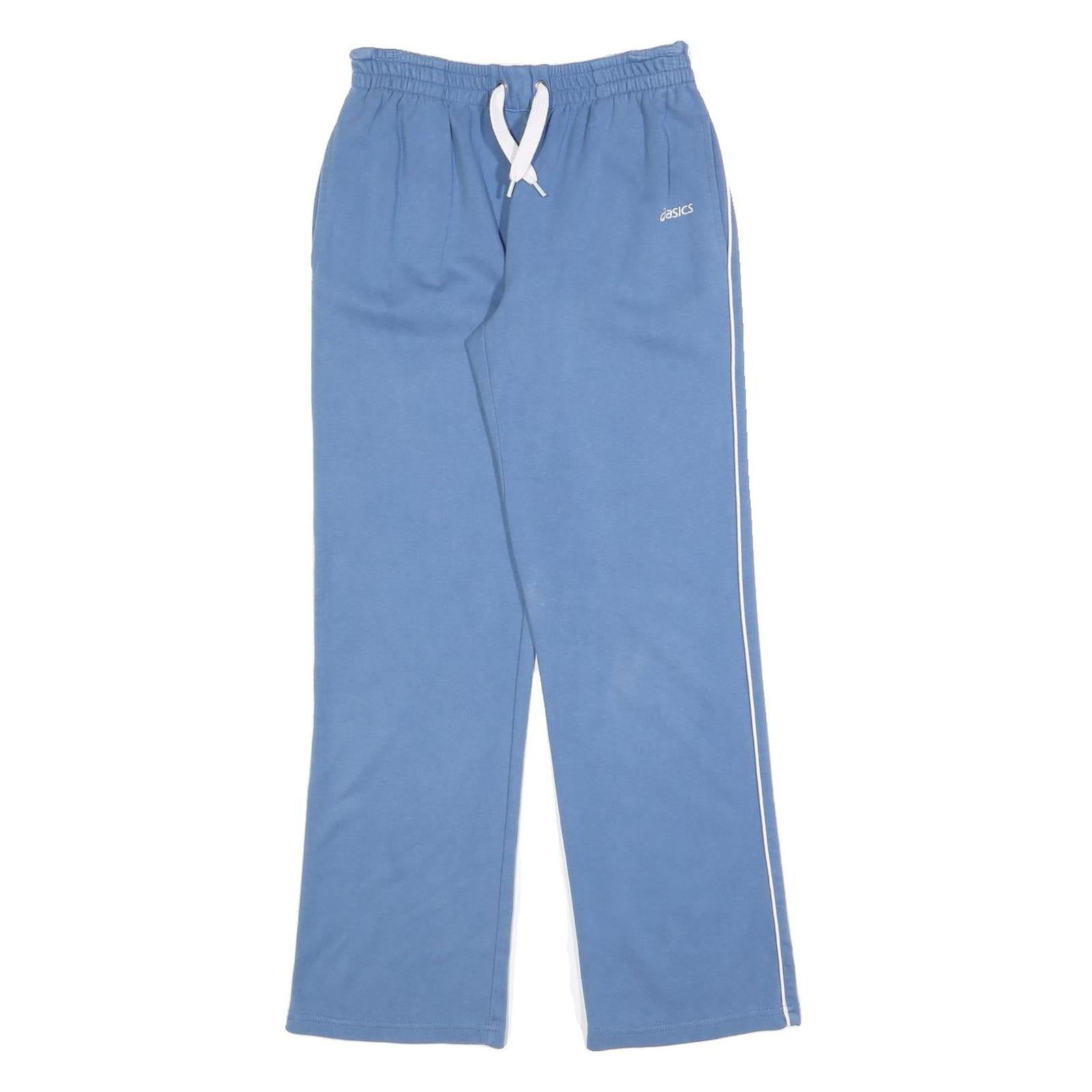 ASICS Womens Joggers Blue with White S W26 L28 Cotton Blend Drawstring Relaxed Refurbished - N/A refurbished available on Cerqular