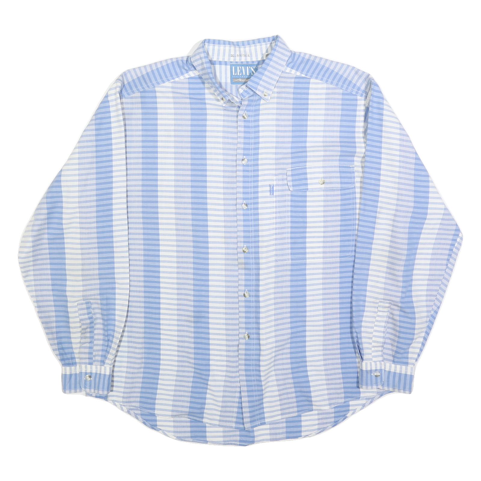 LEVI'S Mens Blue & White Striped Cotton Blend Shirt XL Button Down Casual Refurbished - N/A refurbished available on Cerqular