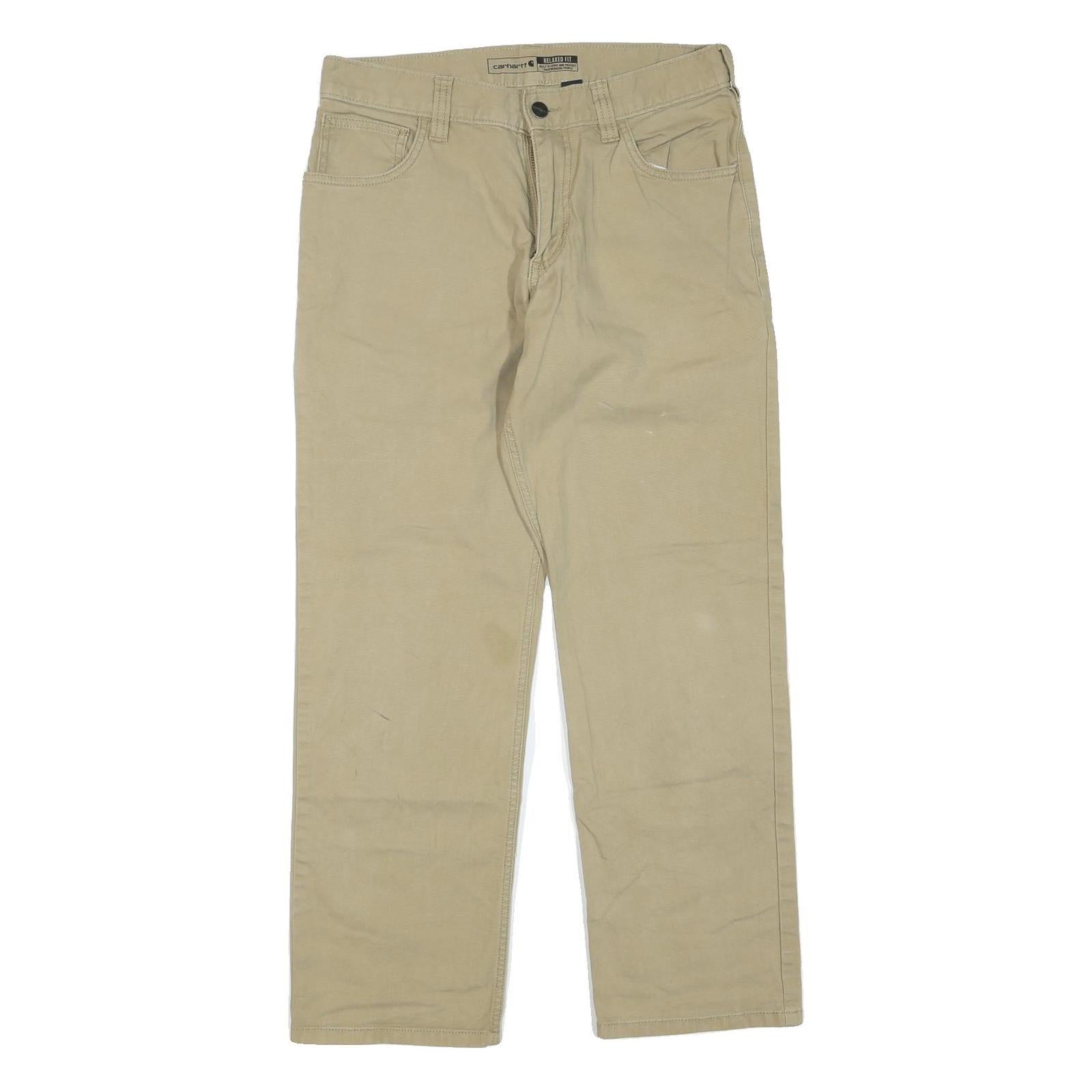 CARHARTT Mens Regular Fit Beige Cotton Blend Trousers W30 L28 Casual Workwear Refurbished - N/A refurbished available on Cerqular