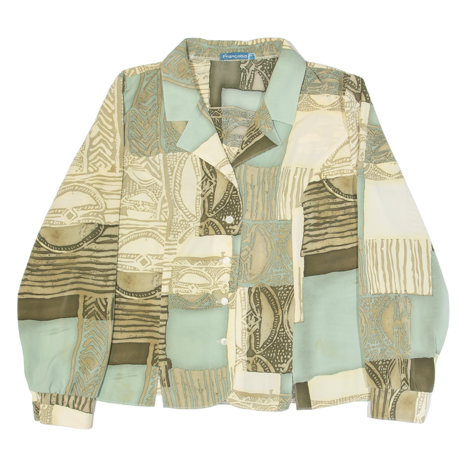 Womens Printed Blouse Green V-Neck Long Sleeve Crazy Pattern XL Refurbished - N/A refurbished available on Cerqular