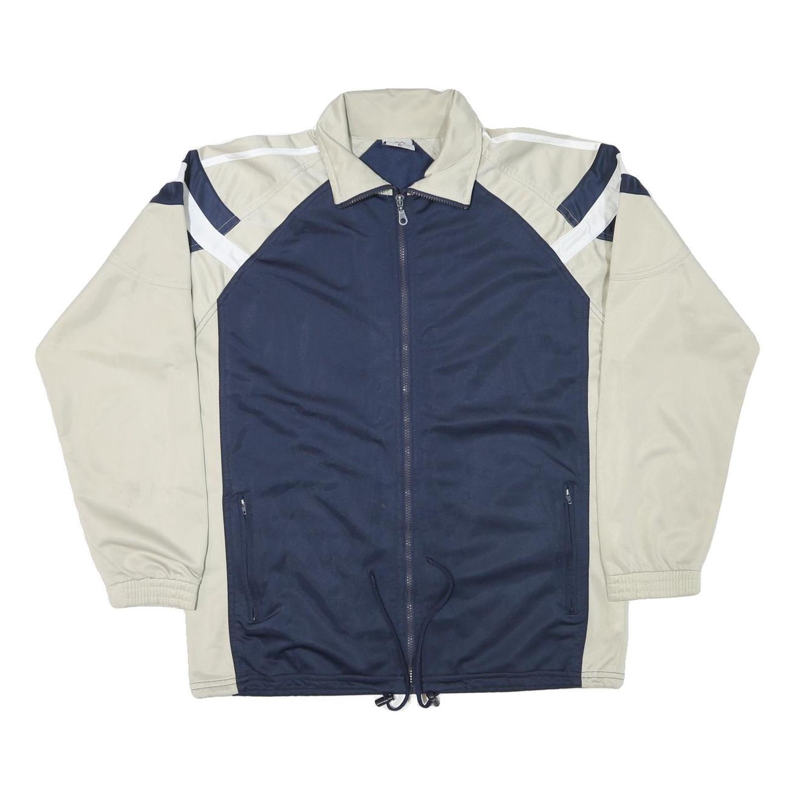 ANDREA Mens Navy & Beige Zip Up Polyester Blend Jacket XL Sports Casual Retro Refurbished - N/A refurbished available on Cerqular