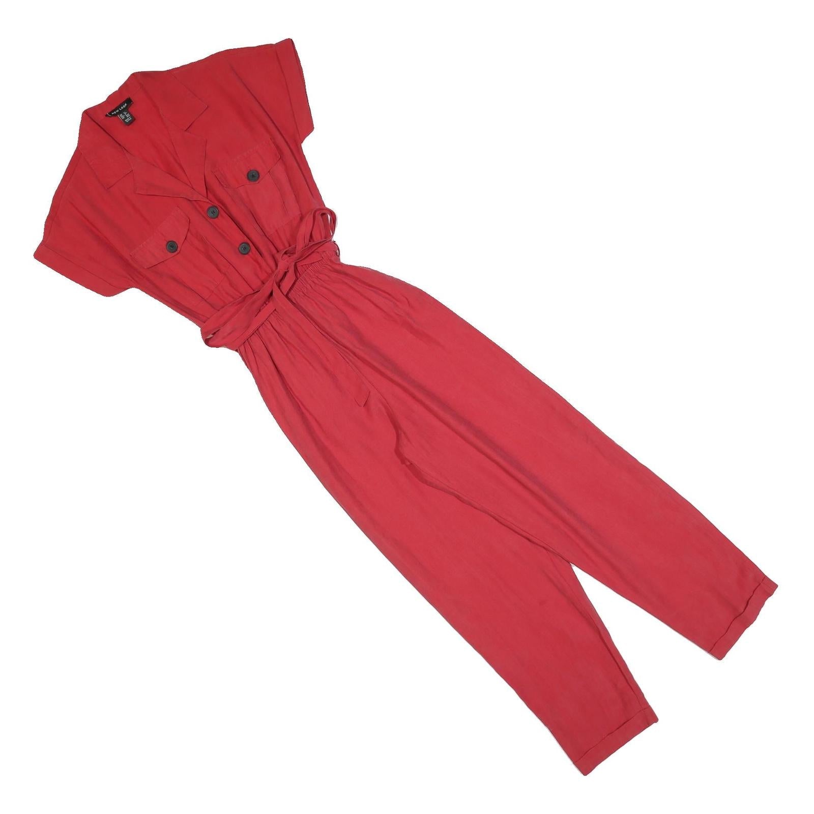 NEW LOOK Womens Red Playsuit Belted Button Front UK 6 Casual Summer Fashion Refurbished - N/A refurbished available on Cerqular