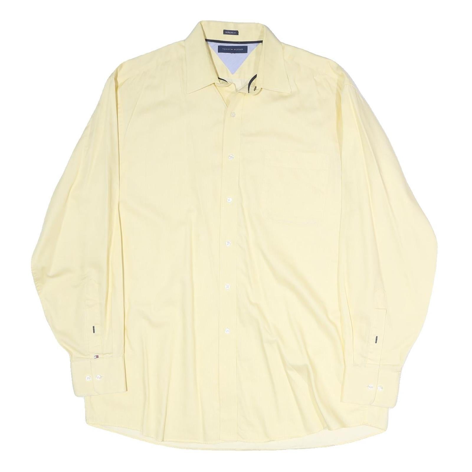 TOMMY HILFIGER Mens Yellow Shirt L Classic Cotton Long Sleeve Button Down Refurbished - N/A refurbished available on Cerqular