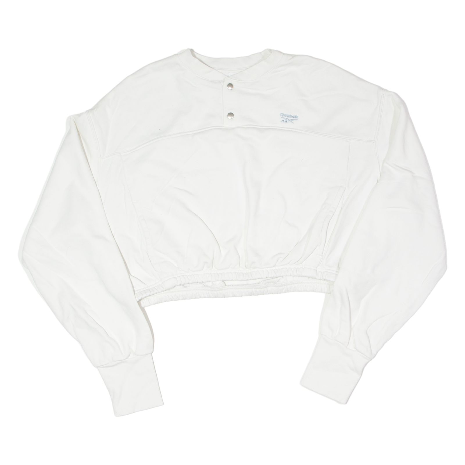 REEBOK Cropped Womens Sweatshirt White Button Neck UK 20 Refurbished - N/A refurbished available on Cerqular