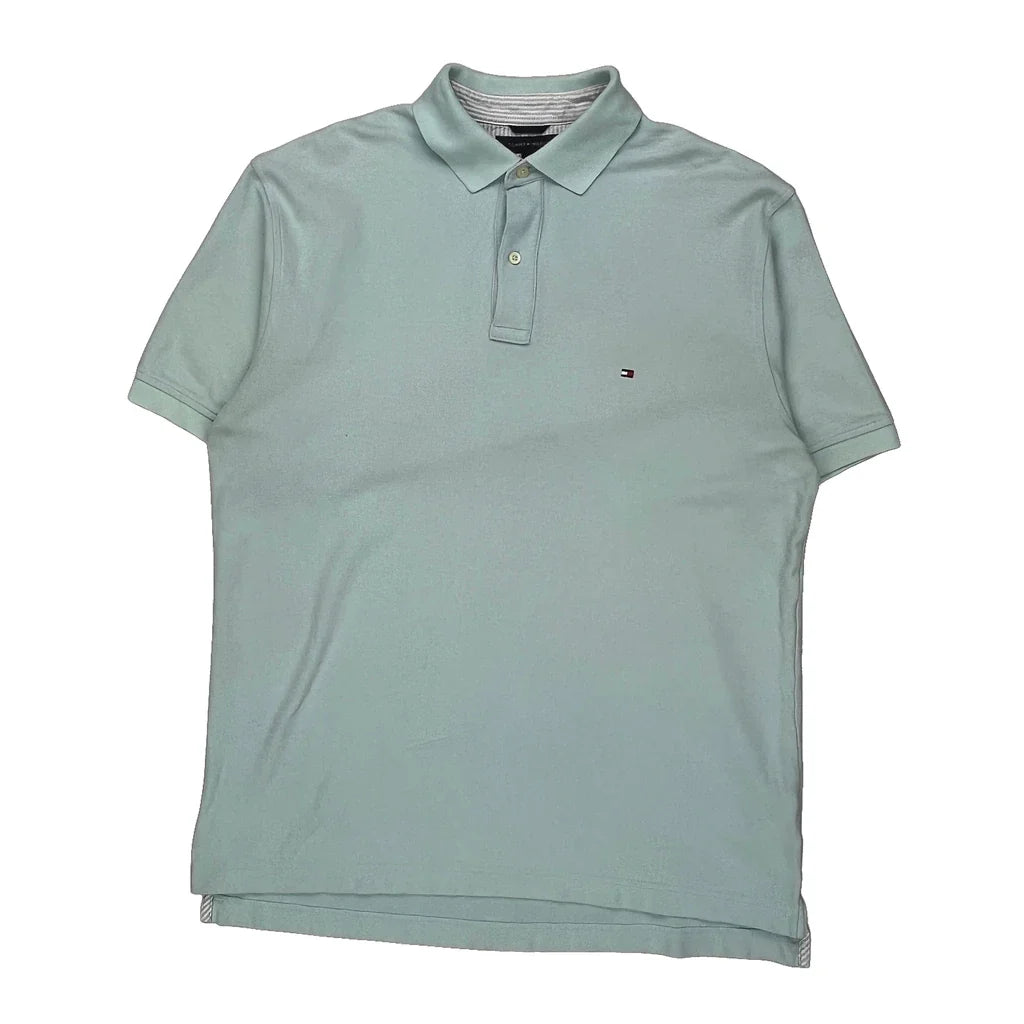 Tommy Hilfiger Polo Shirt - Large Green Cotton Refurbished - Thrifted (note: this is a term often used to describe second- refurbished available on Cerqular