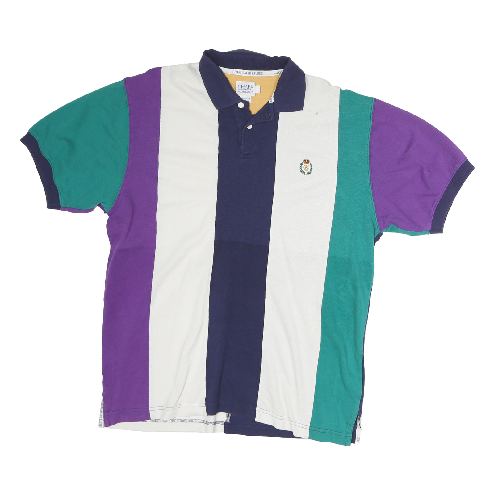 CHAPS RALPH LAUREN Mens Blue & Green & Purple & White Short Sleeve Striped L Refurbished - N/A refurbished available on Cerqular
