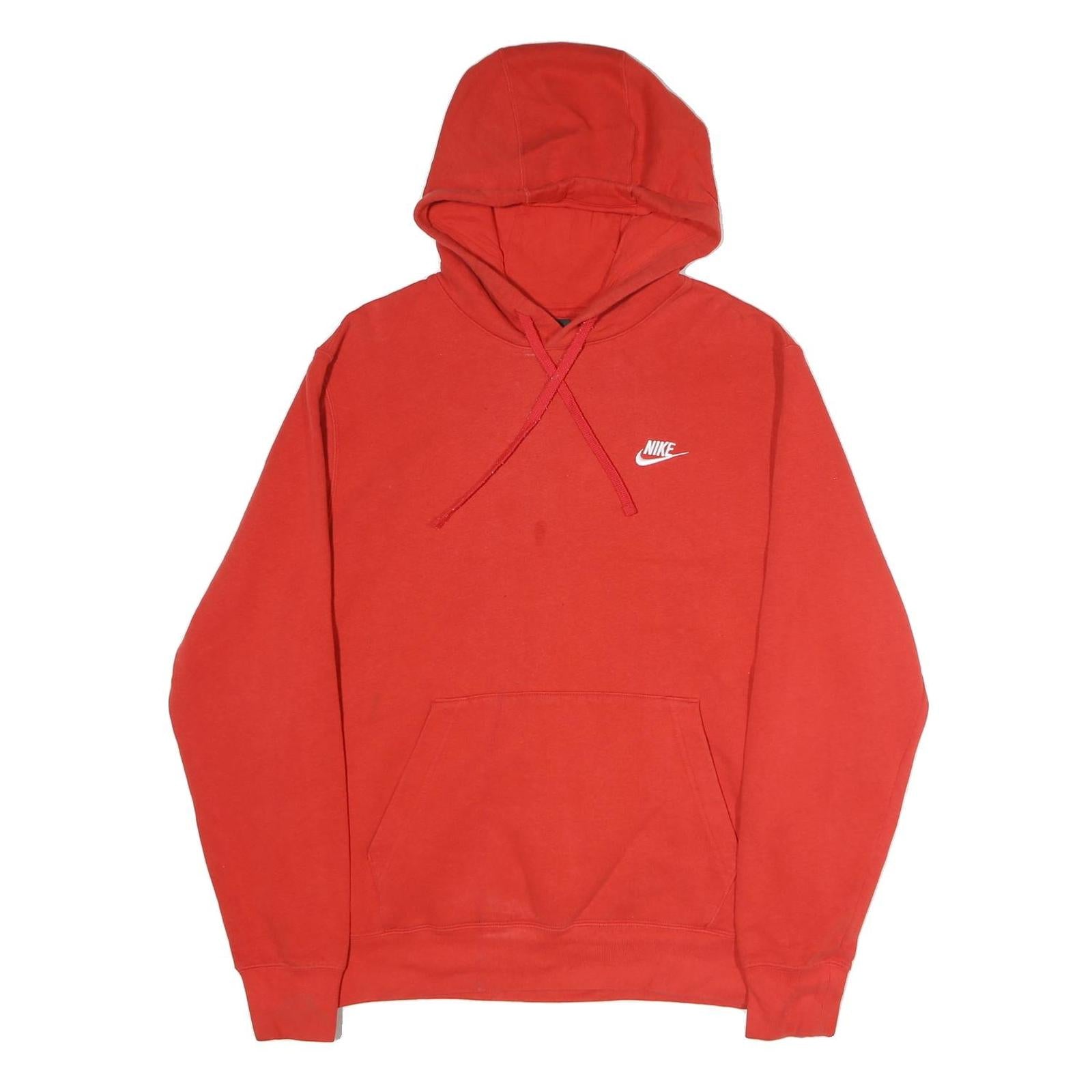 NIKE Mens Red Pullover Hoodie L Cotton Casual Sportswear Refurbished - N/A refurbished available on Cerqular