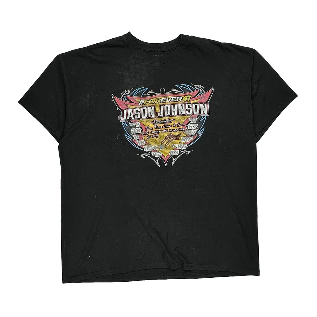 Buy Jason Johnson Gildan Graphic T-Shirt - XL Black Cotton Blend Refurbished - $46.89 Jason Johnson Gildan Graphic T-Shirt - XL Black Cotton Blend Refurbished - Thrifted (note: this is a term often used to describe second- refurbished available on Cerqular