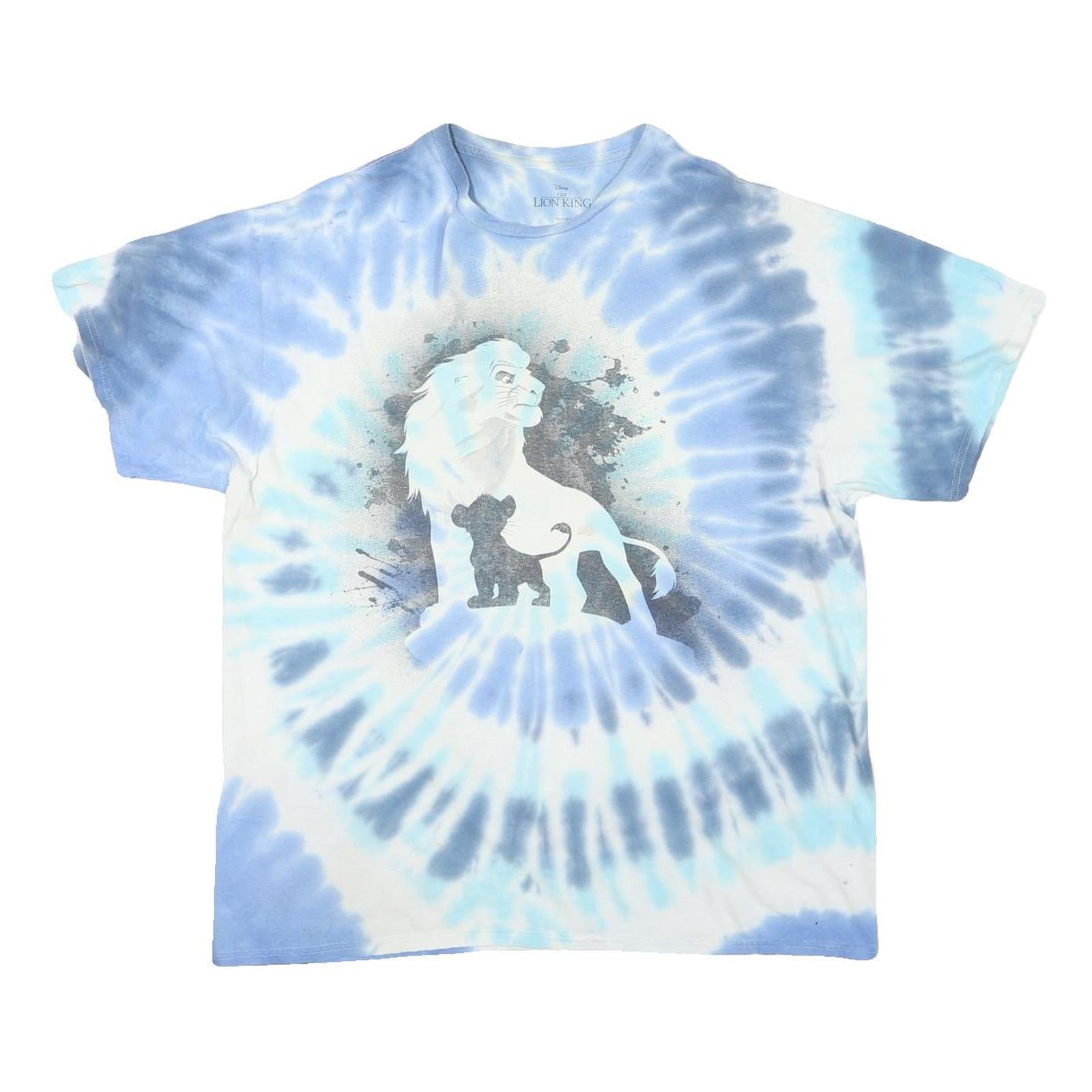 DISNEY Mens Blue Tie Dye Lion King Graphic T-Shirt L Crew Neck Short Sleeve Refurbished - N/A refurbished available on Cerqular