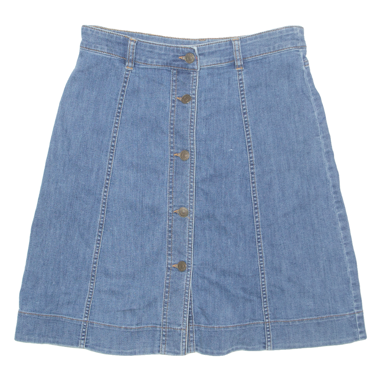 CHAPS Buttoned Womens A-Line Skirt Blue Knee Length Denim M Refurbished - N/A refurbished available on Cerqular