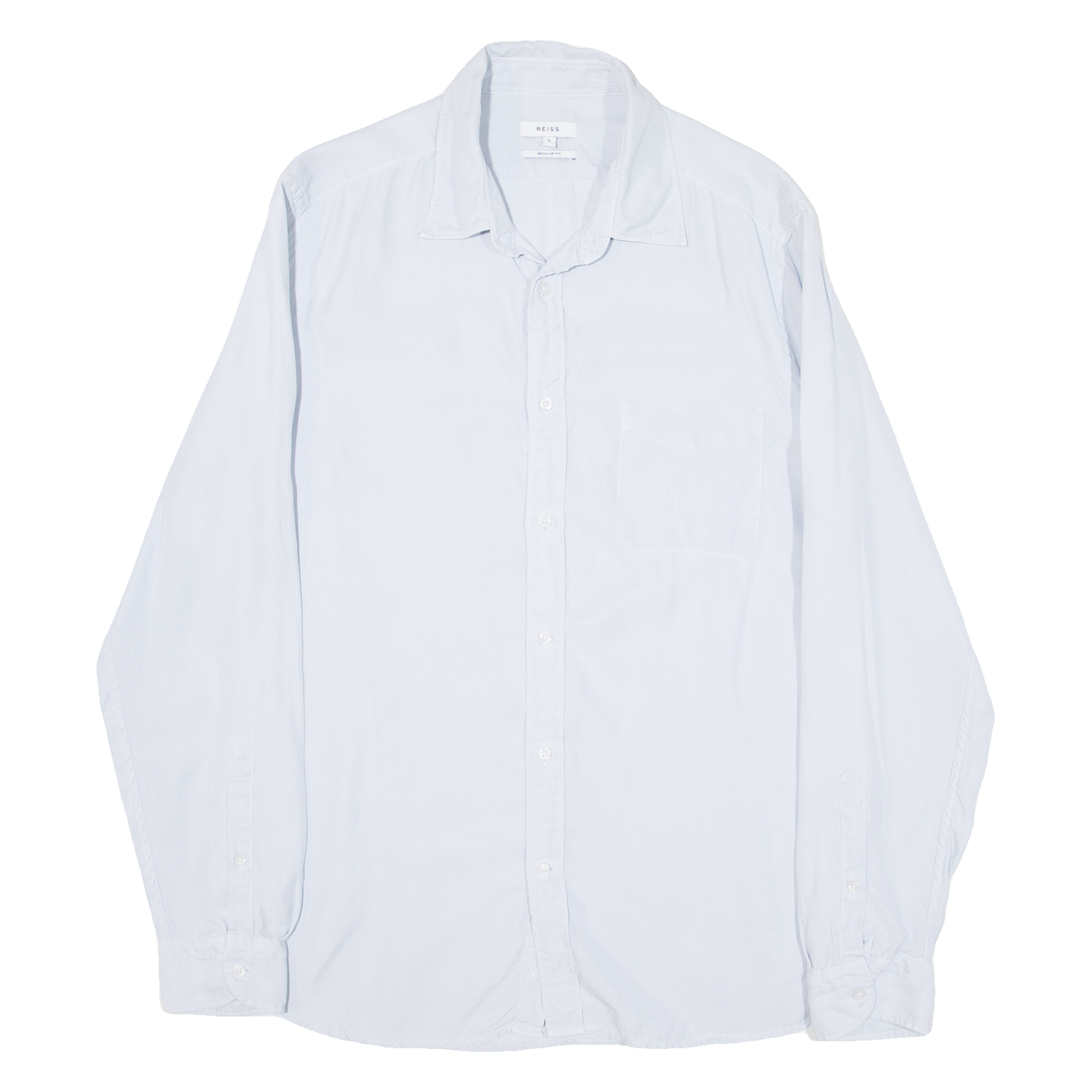 REISS Mens Plain Shirt Blue Long Sleeve L Refurbished - N/A refurbished available on Cerqular