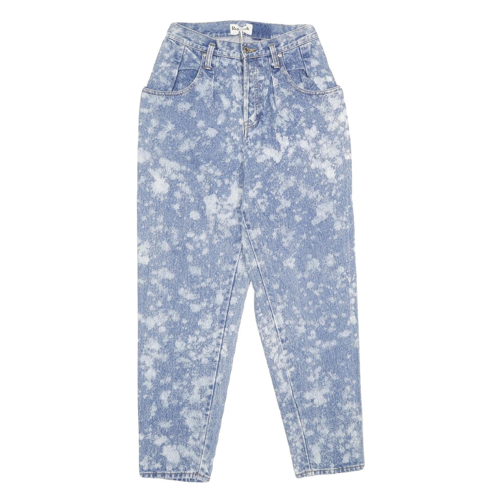 REWORK Womens Classic Blue Denim Stone Wash Jeans W26 L32 High Waist Button Refurbished - N/A refurbished available on Cerqular