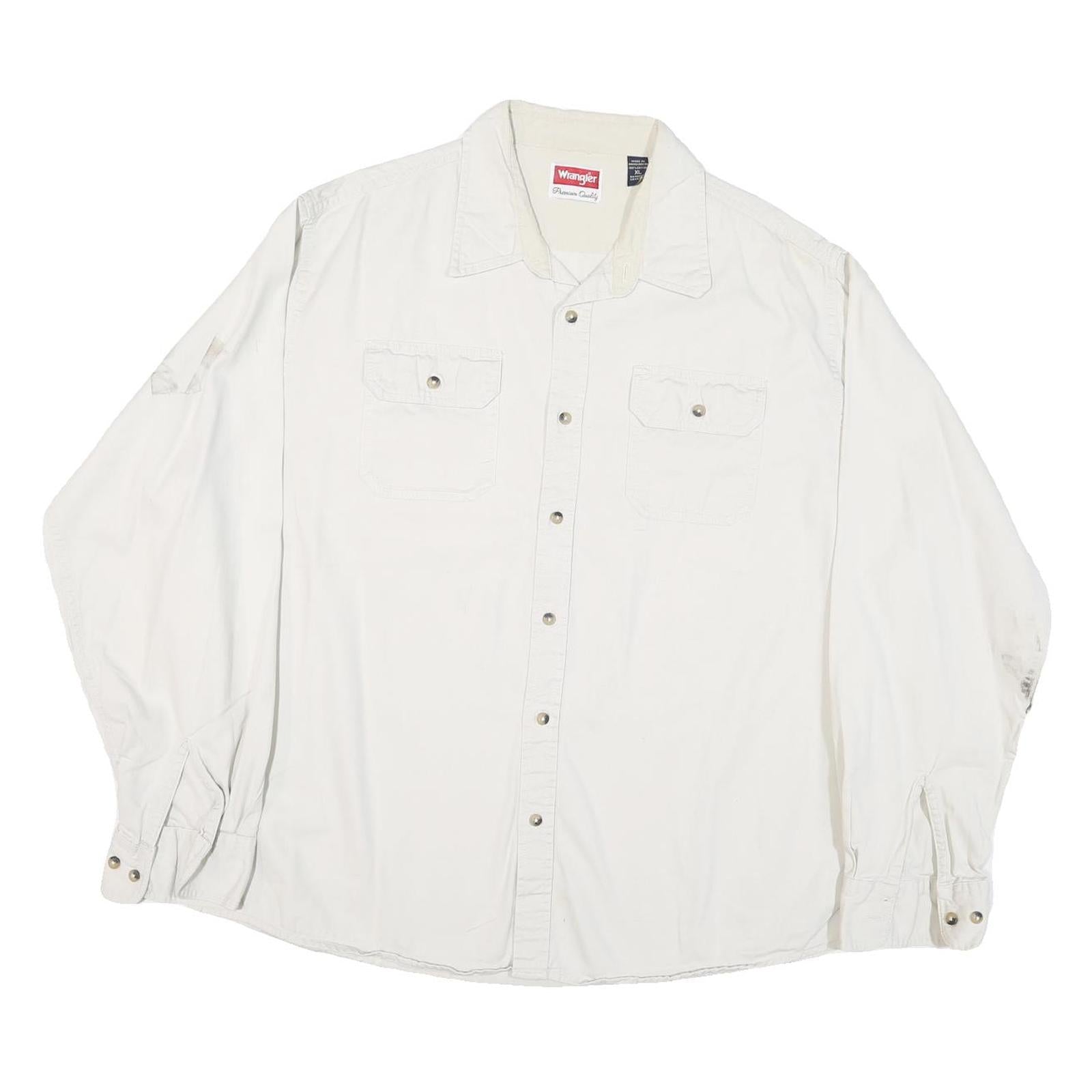 WRANGLER Mens White Shirt XL Cotton Blend Casual Long Sleeve Button Down Refurbished - N/A refurbished available on Cerqular