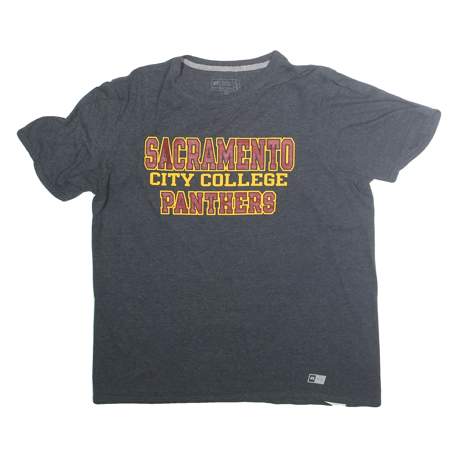RUSSELL ATHLETIC Mens Grey Sacramento City College Panthers Graphic T-Shirt L Refurbished - N/A refurbished available on Cerqular