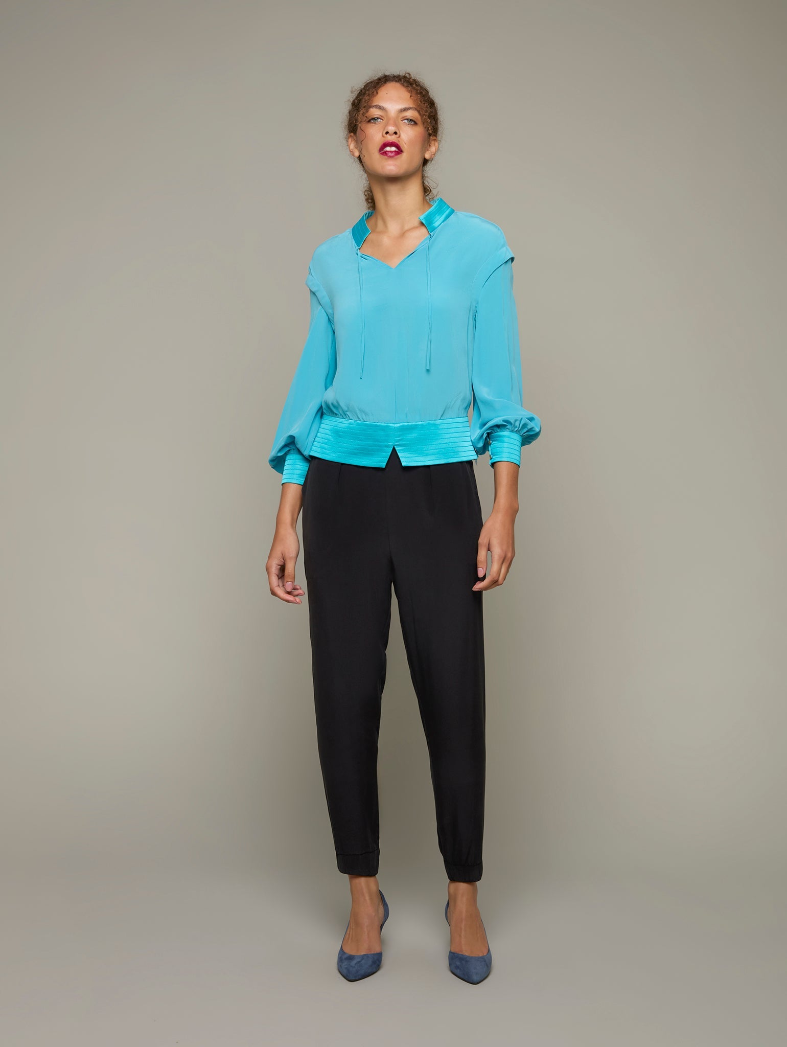 RIVULET | Balloon Sleeve Blouse | Colour: TURQUOISE | Size: XS Refurbished - N/A refurbished available on Cerqular