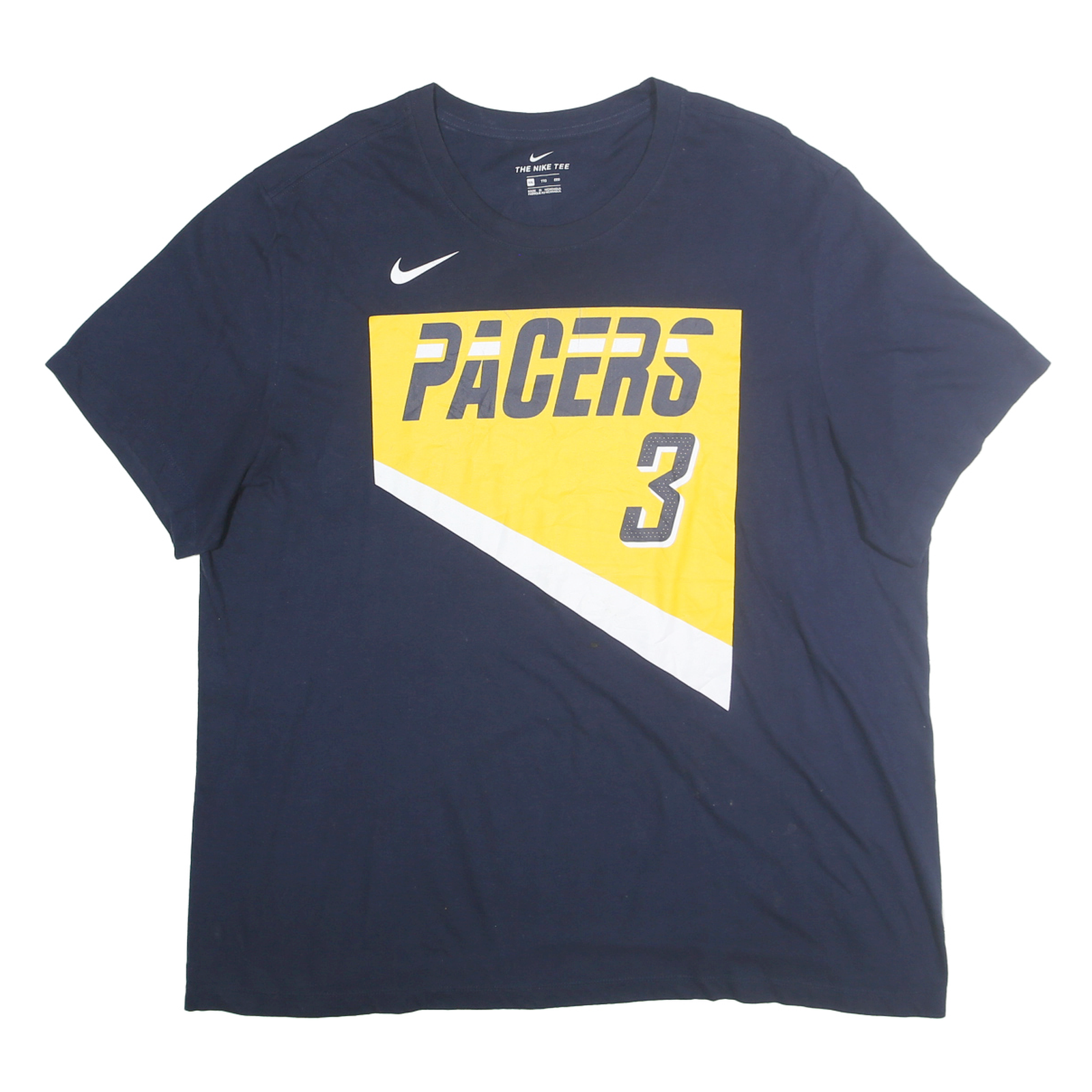 NIKE Mens Blue Yellow Pacers Graphic T-Shirt 2XL Short Sleeve Crew Neck Refurbished - N/A refurbished available on Cerqular