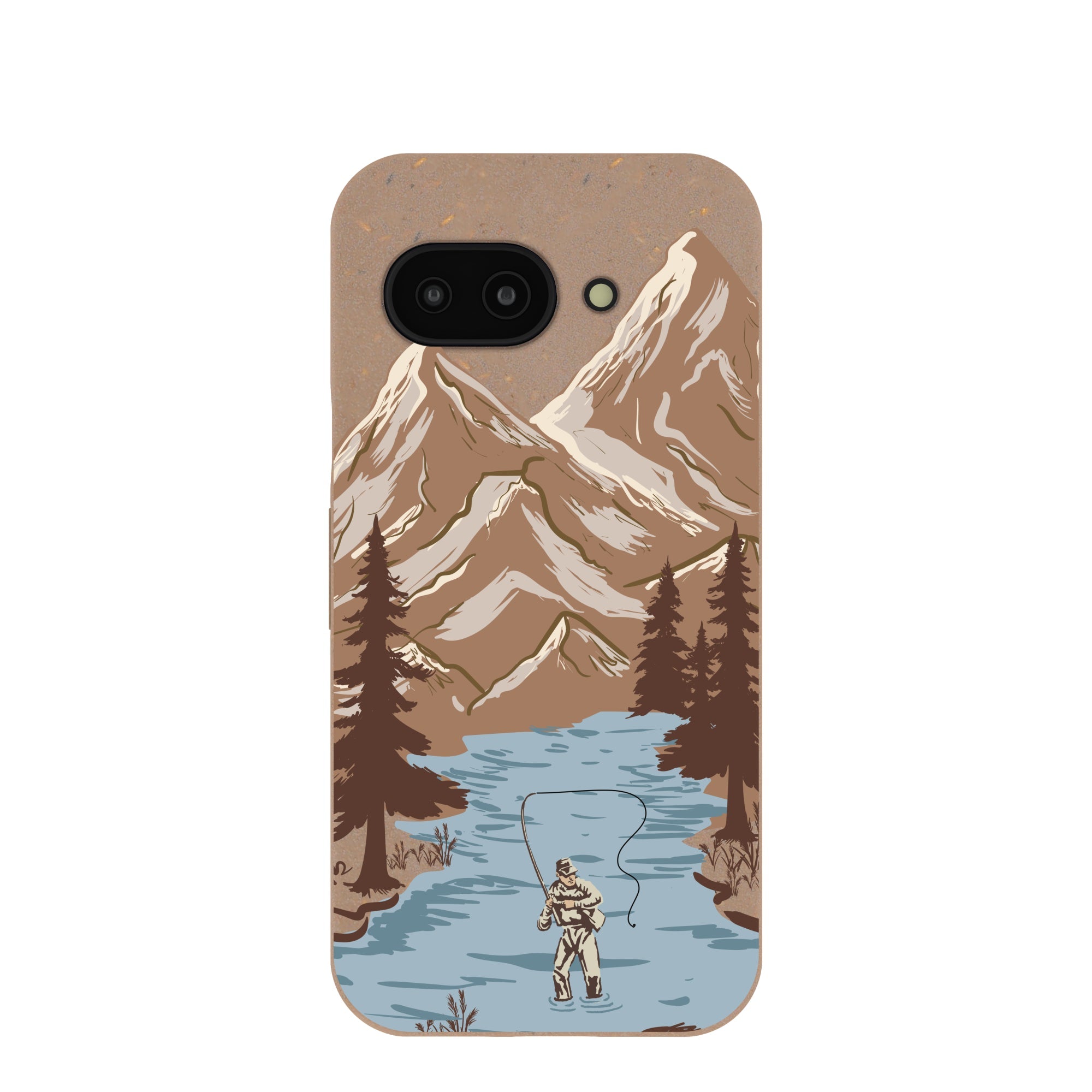 Chocolate Brown Gone Fishing Google Pixel 9a Case Refurbished - Pela Case refurbished available on Cerqular