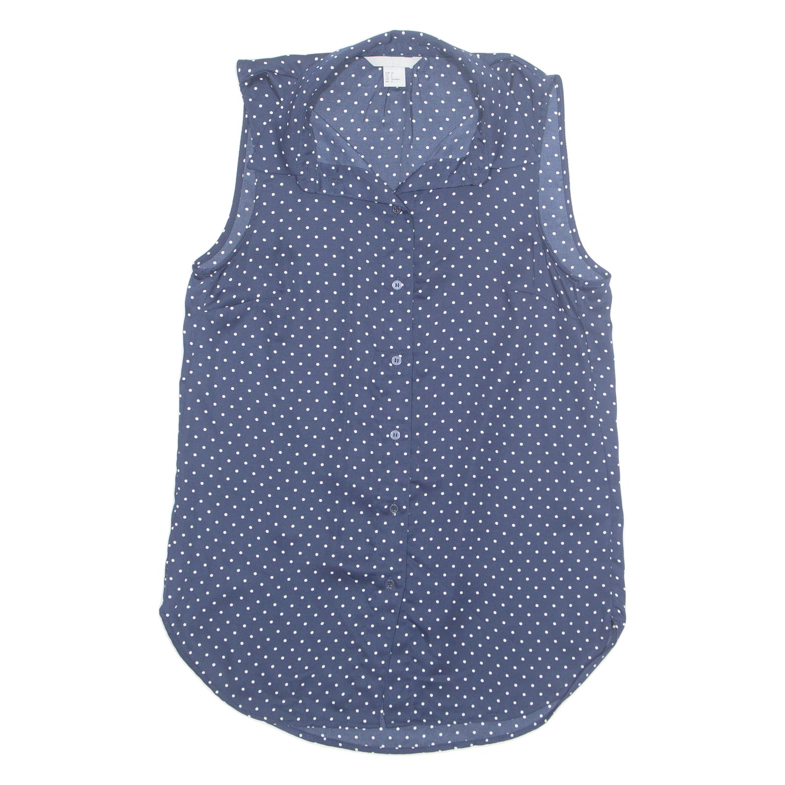 H&M Womens Printed Blouse Blue Collared Sleeveless Spotted XS Refurbished - N/A refurbished available on Cerqular